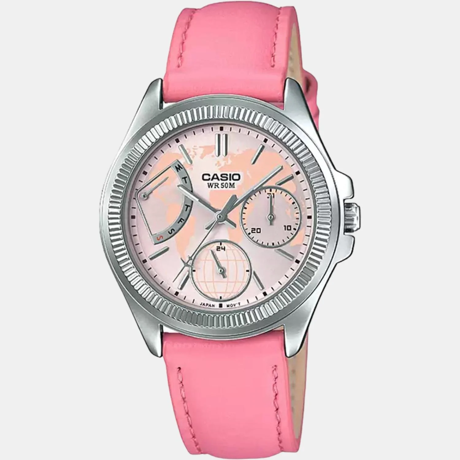 Enticer Women Quartz Pink Dial Chronograph Leather Watch A1580 - Image 4