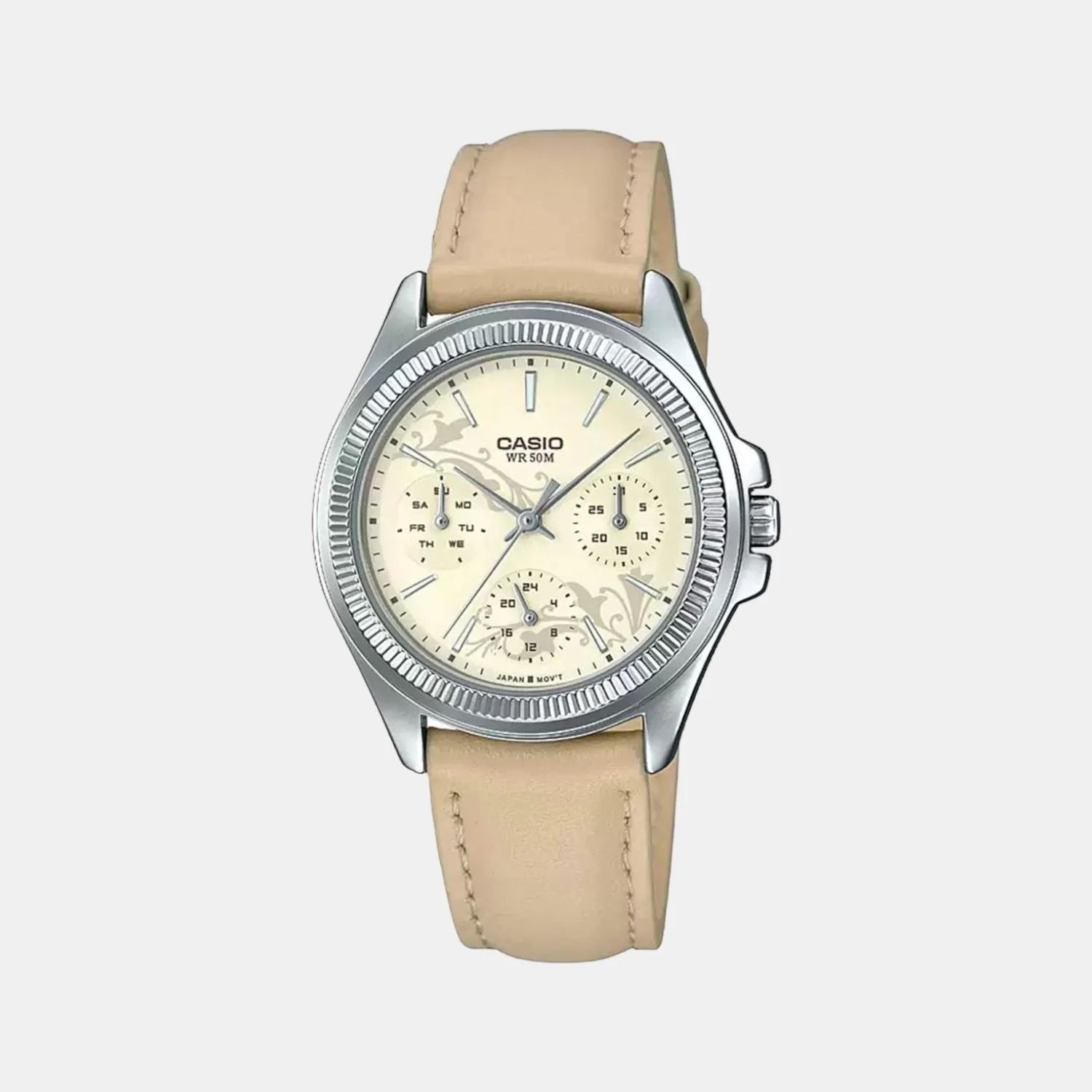 Enticer Women Quartz Yellow Dial Chronograph Leather Watch A1576