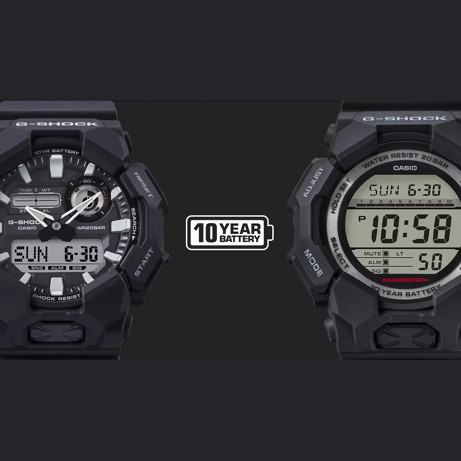 G-Shock Men Quartz Black Dial Analog-Digital Resin Watch G1603 - Image 5
