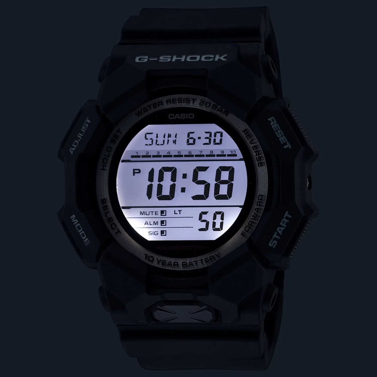 G-Shock Men Quartz Black Dial Digital Resin Watch G1604 - Image 3