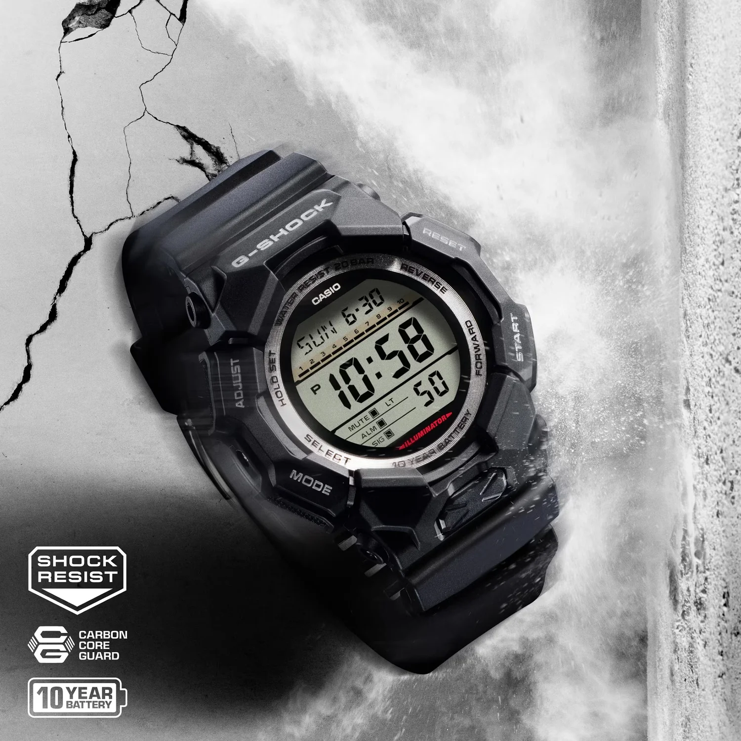 G-Shock Men Quartz Black Dial Digital Resin Watch G1604 - Image 5