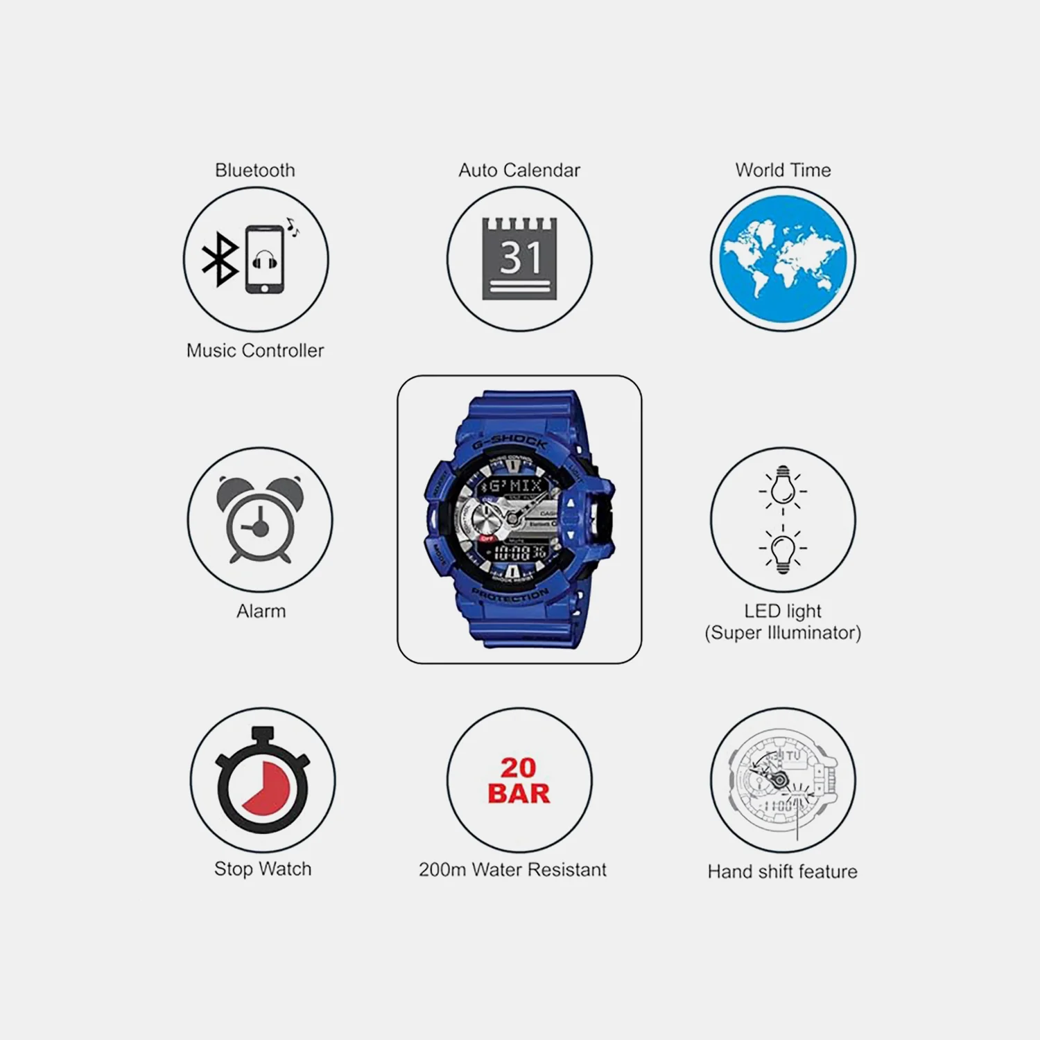 G-Shock Men Quartz Blue Dial Analog-Digital Resin Watch G558 - Image 7