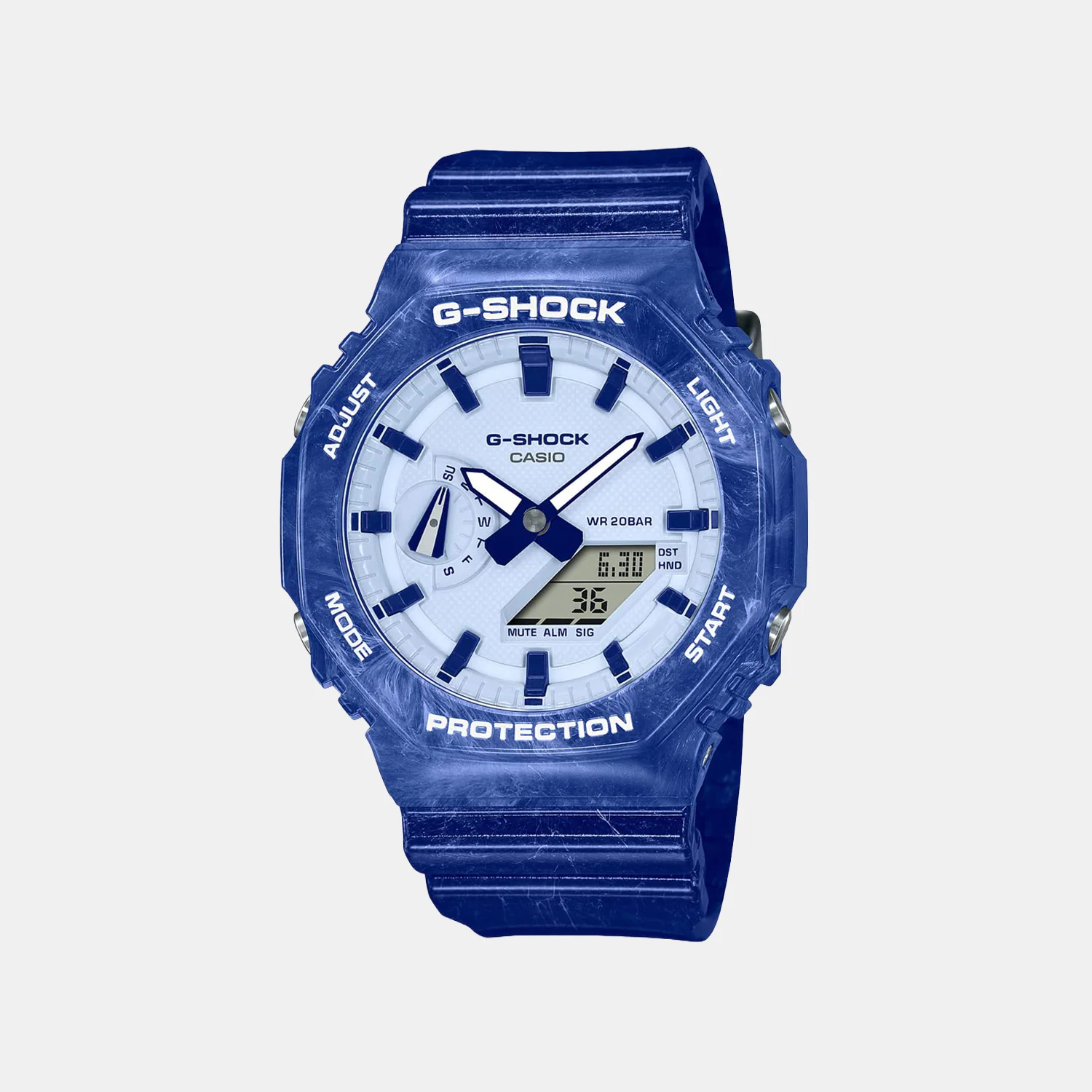 G-Shock Men Quartz Blue Dial Analog-Digital Resin Watch GA-2100BWP-2ADR G1257