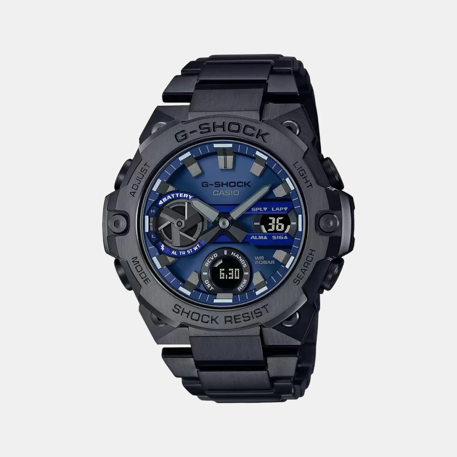 G-Shock Men Quartz Blue Dial Analog-Digital Stainless Steel Watch G1122