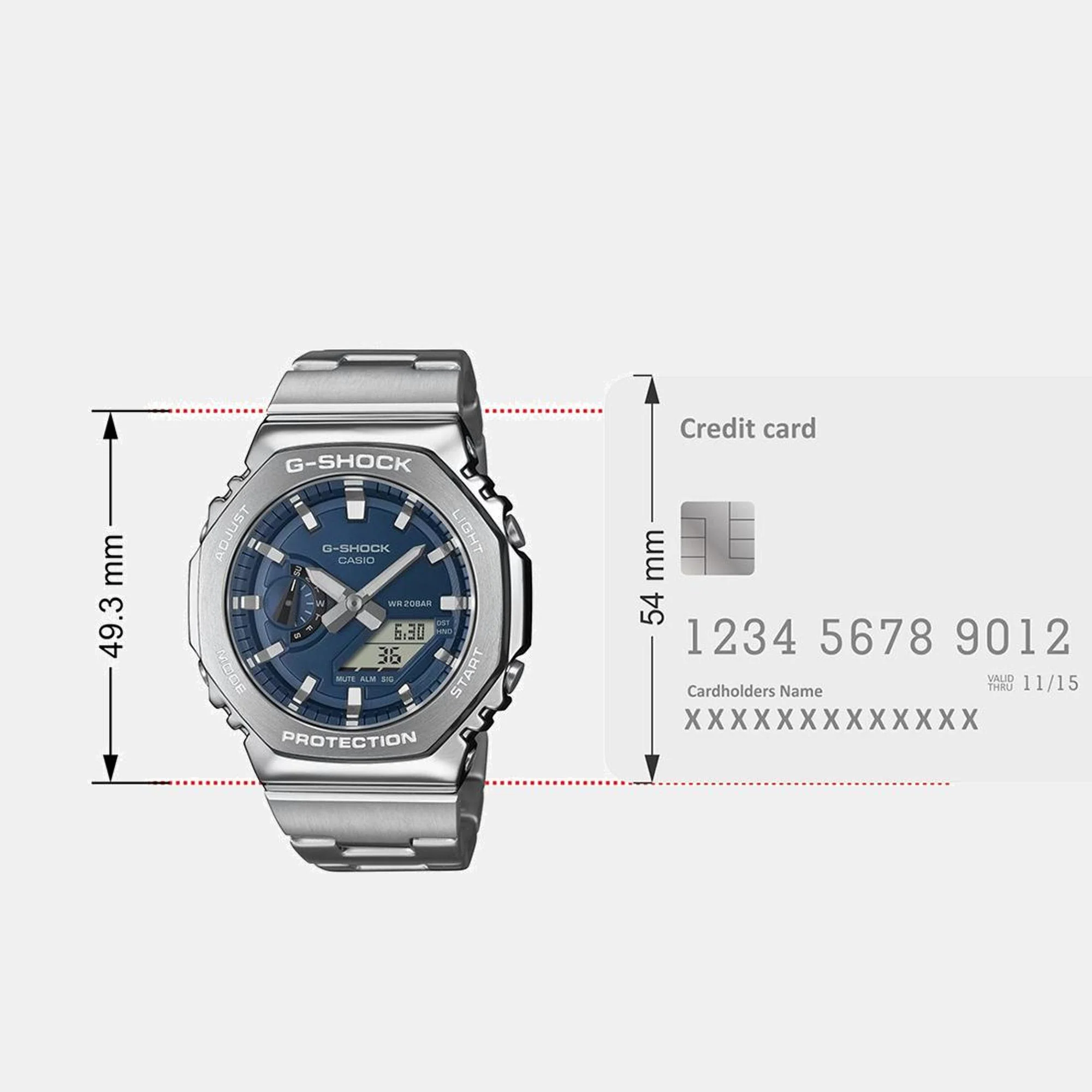 G-Shock Men Quartz Blue Dial Analog-Digital Stainless Steel Watch G1614 - Image 8