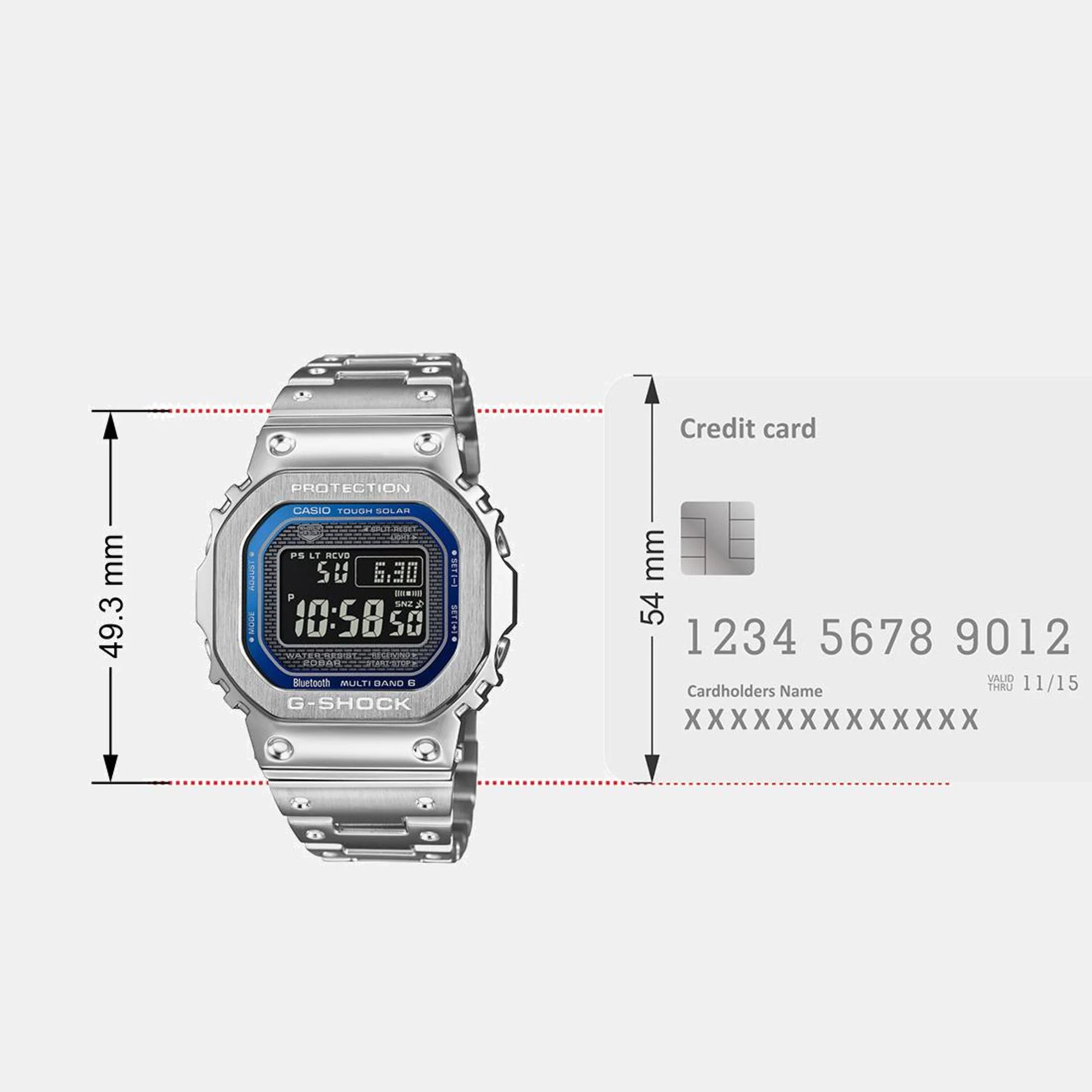 G-Shock Men Quartz Blue Dial Digital Stainless Steel Watch G1564 - Image 9
