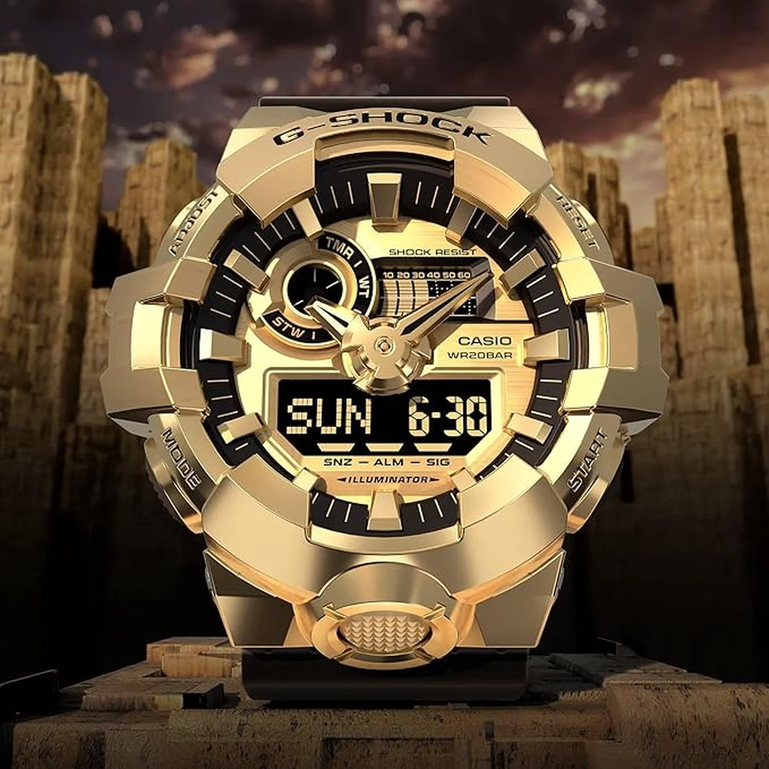 G-Shock Men Quartz Gold Dial Analog-Digital Resin Watch G1608 - Image 2