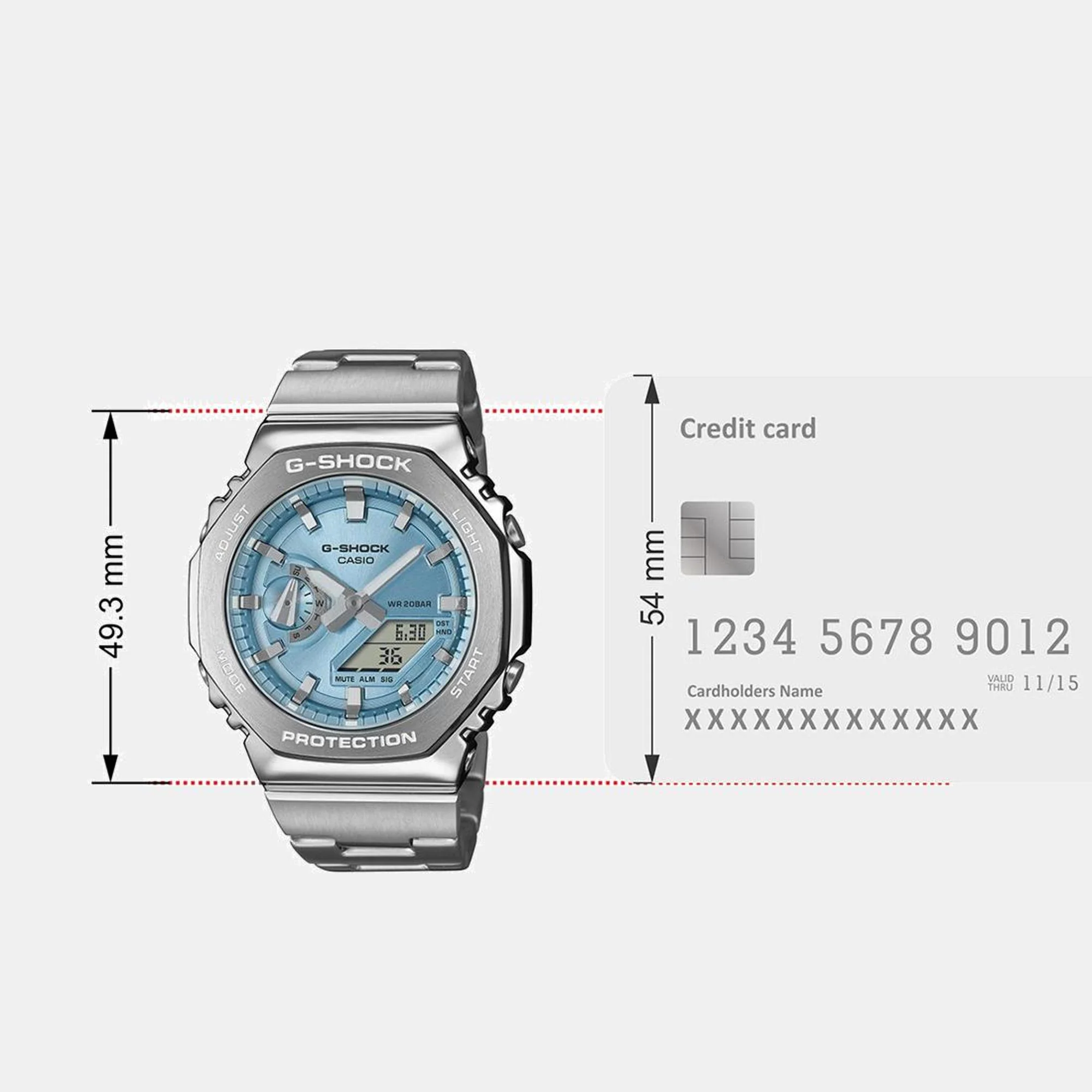 G-Shock Men Quartz Light Blue Dial Analog-Digital Stainless Steel Watch G1613 - Image 8