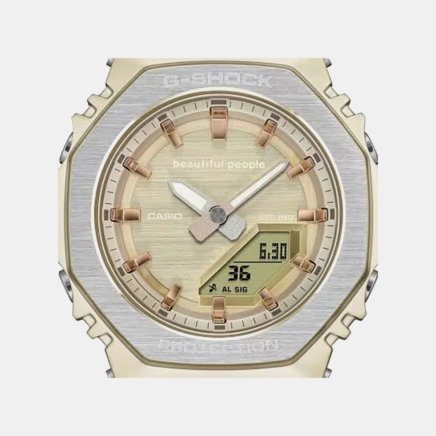 G-Shock Women Quartz Gold Dial Analog-Digital Leather Watch G1783 - Image 2