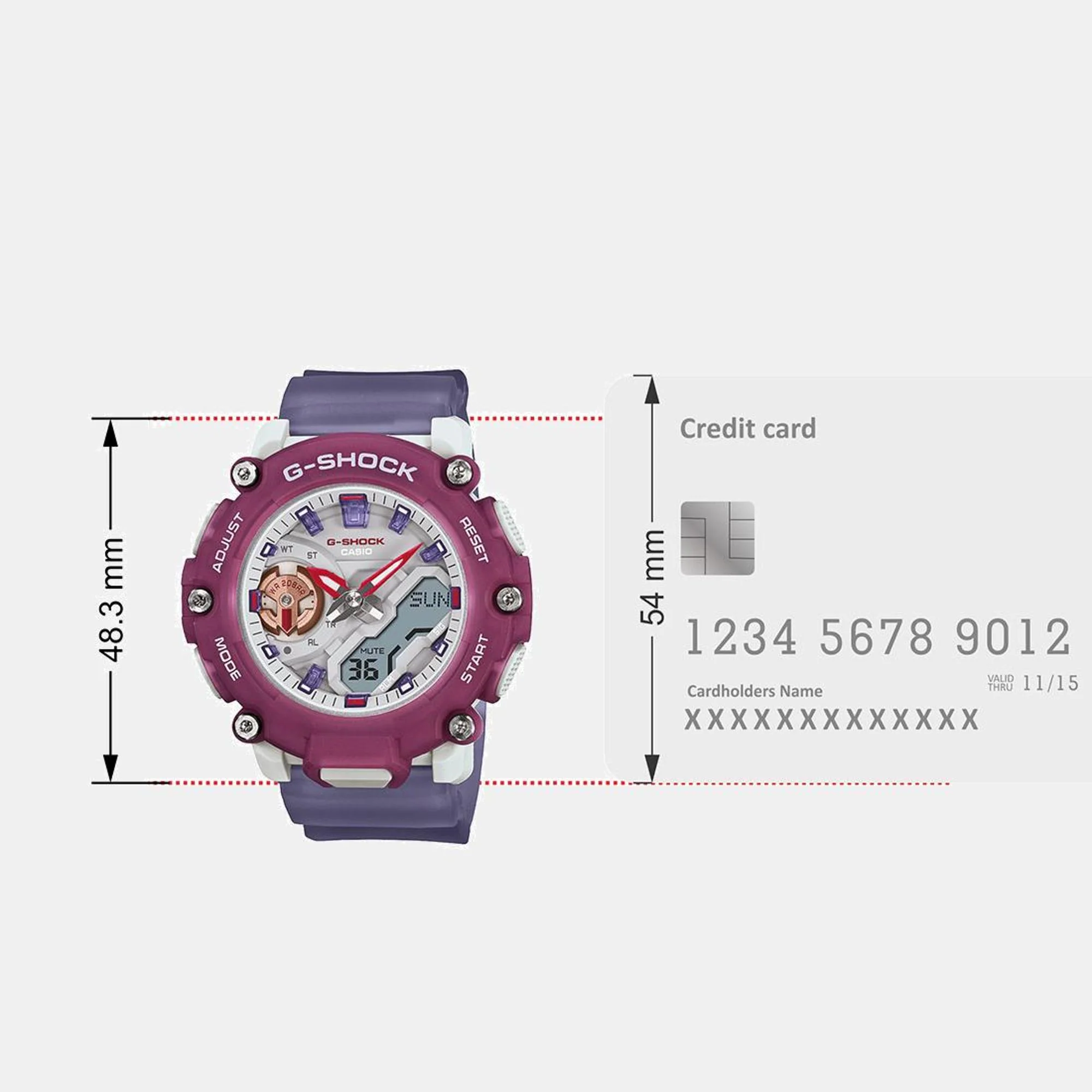 G-Shock Women Quartz Purple Dial Analog-Digital Resin Watch G1423 - Image 7