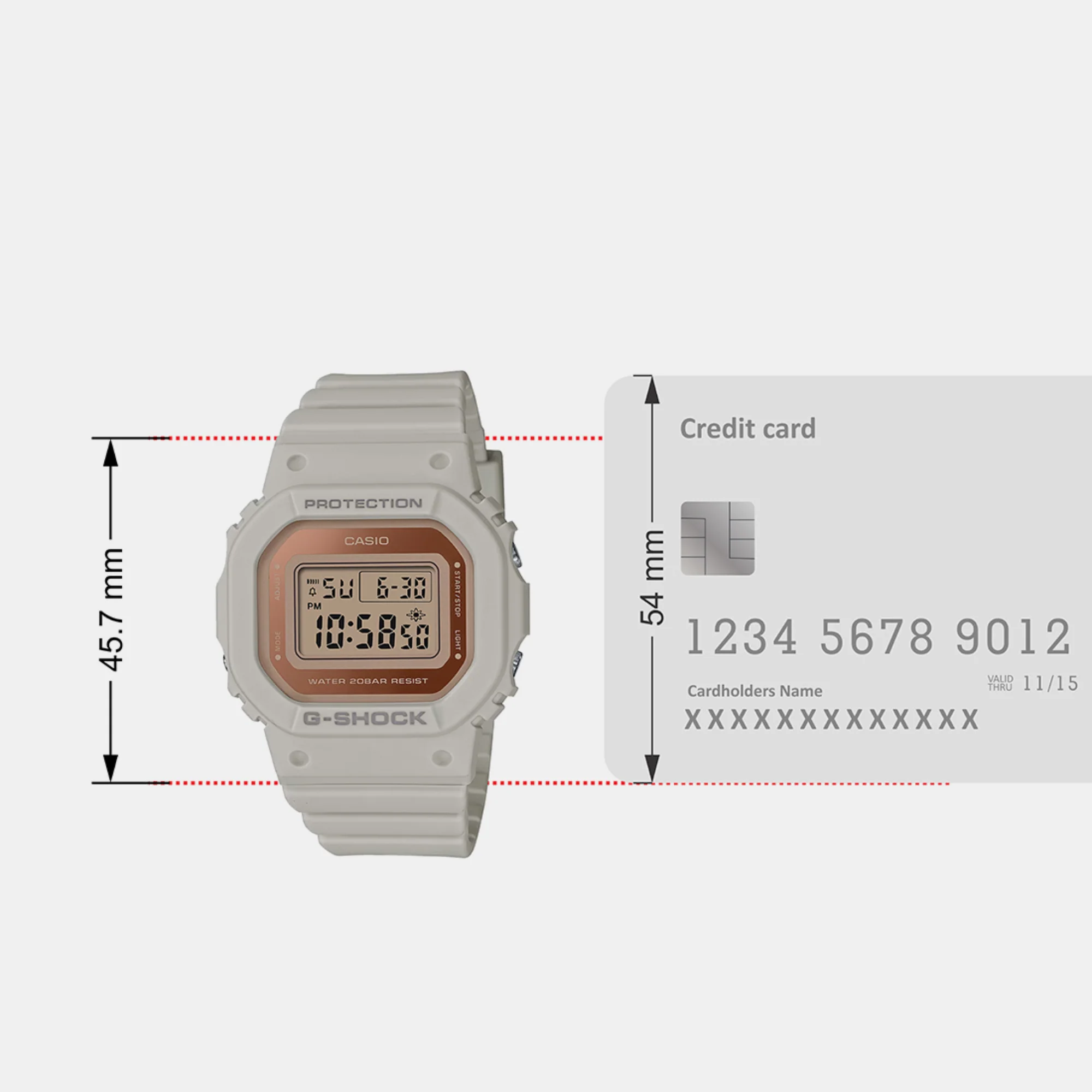 G-Shock Women Quartz Rose Gold Dial Digital Resin Watch G1356 - Image 6