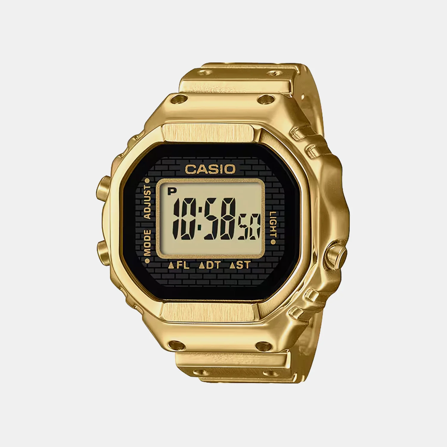 Men Quartz Gold Dial Digital Stainless Steel Watch D412