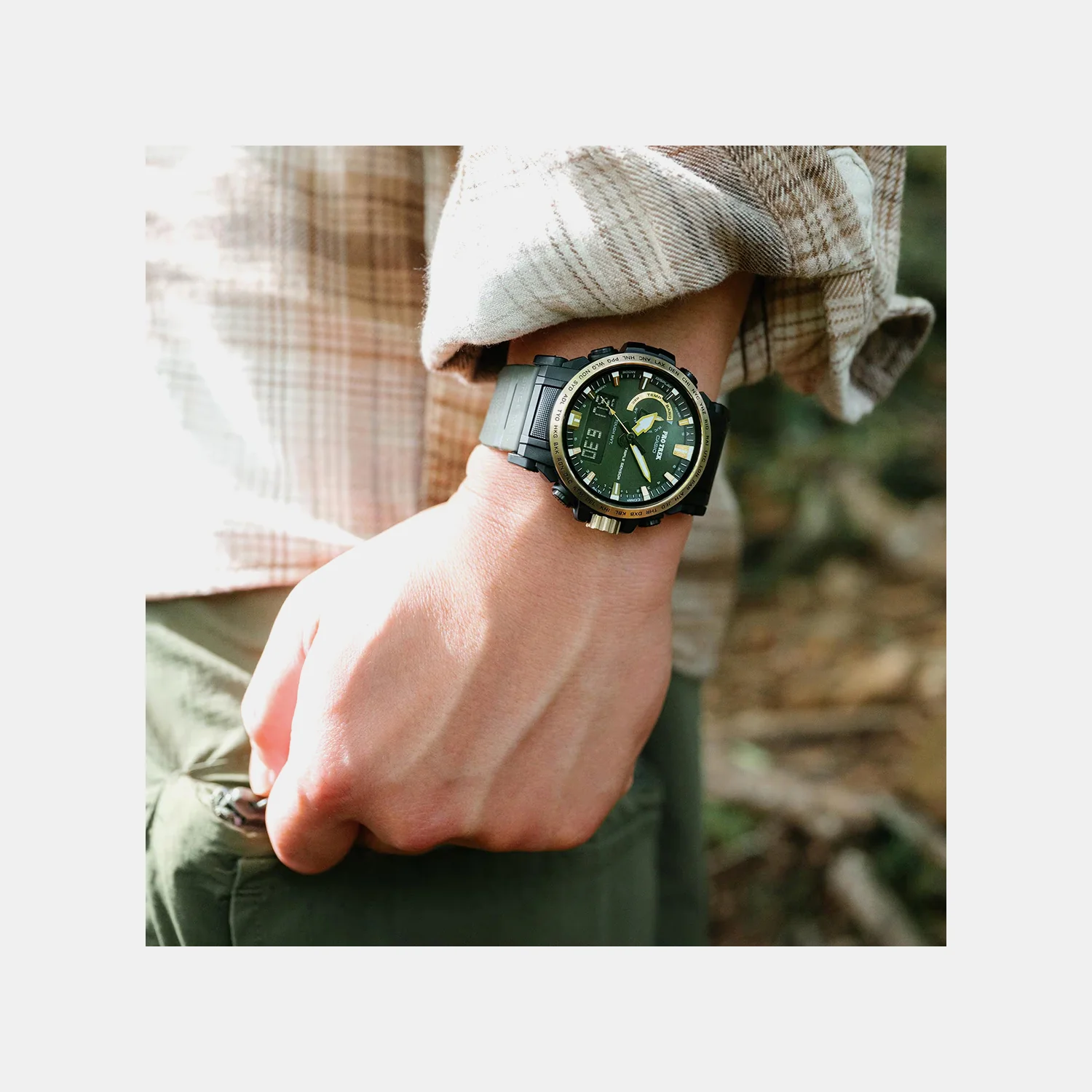 Pro Trek Men Solar Green Dial Analog-Digital Resin Watch SL138 - Image 3