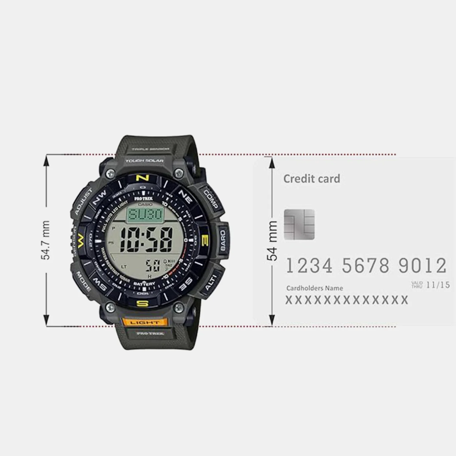 Protrek Men Quartz Grey Dial Digital Silicone Watch SL110 - Image 6