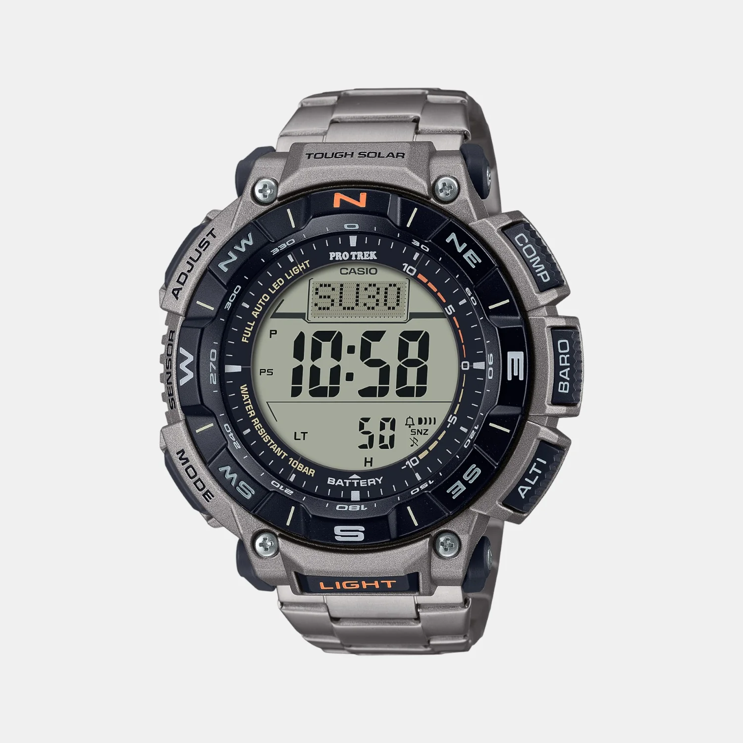 Protrek Men Quartz Grey Dial Digital Stainless Steel Watch SL111