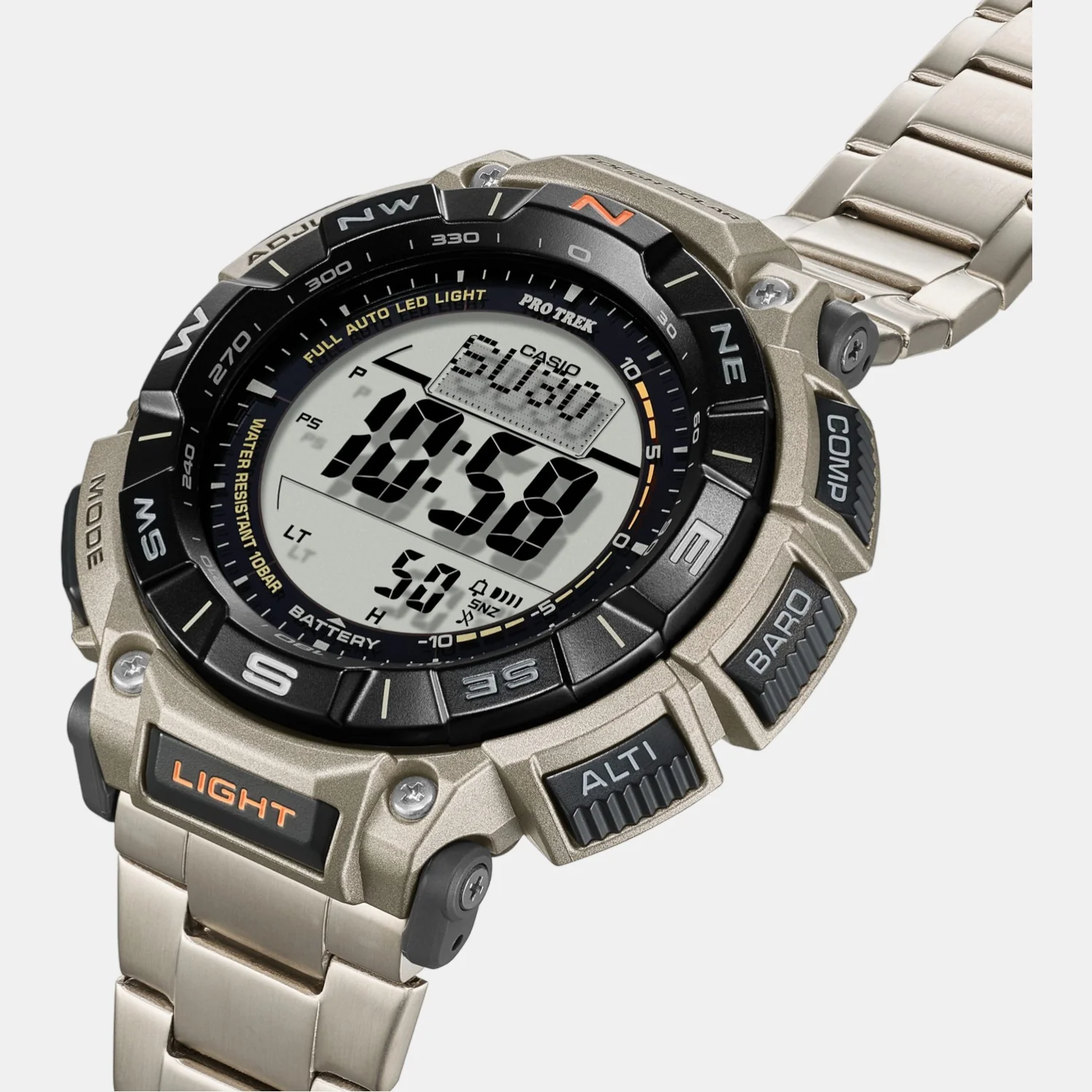 Protrek Men Quartz Grey Dial Digital Stainless Steel Watch SL111 - Image 2