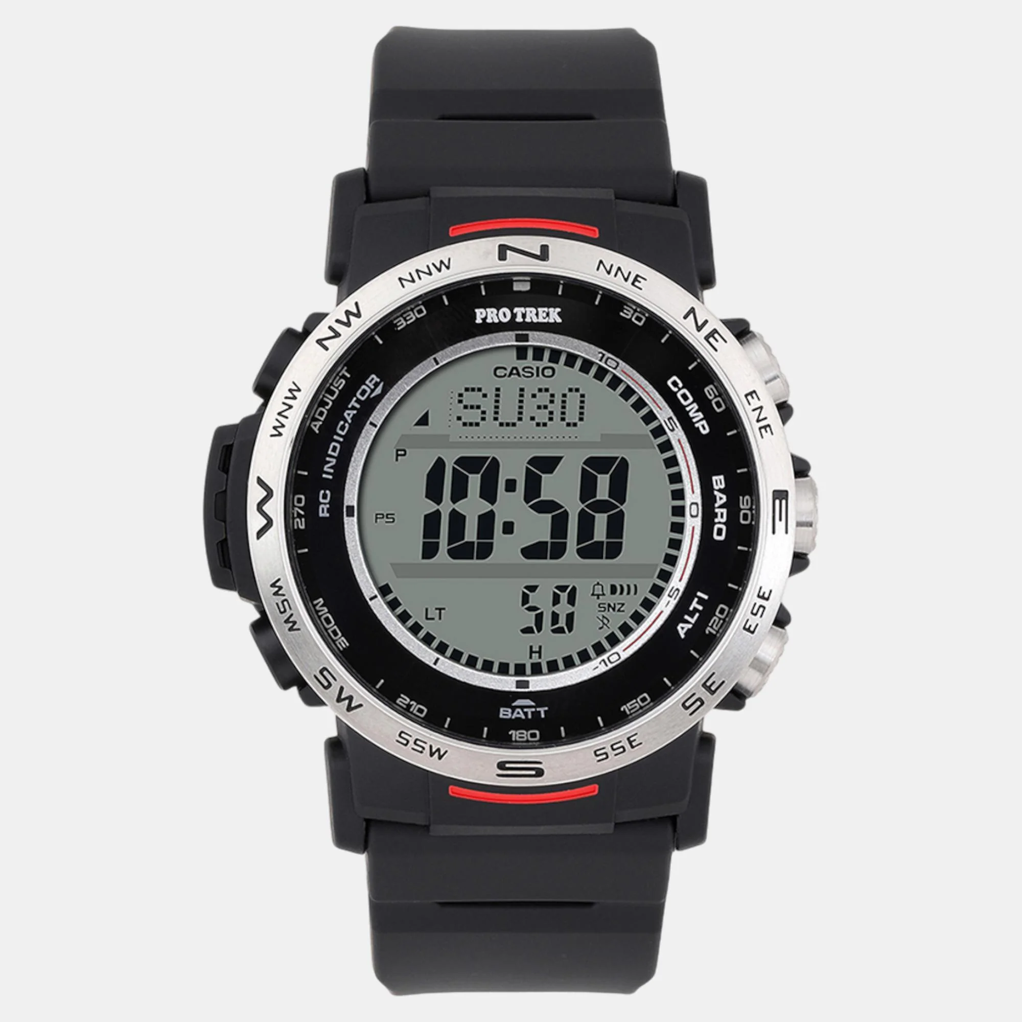 Protrek Men Quartz Silver Dial Digital Resin Watch SL112