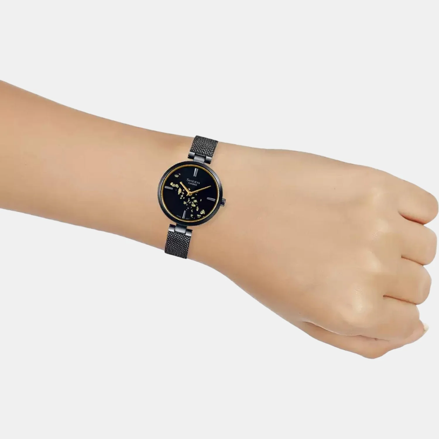 Sheen Women Quartz Black Dial Analog Mesh Watch SH242 - Image 7