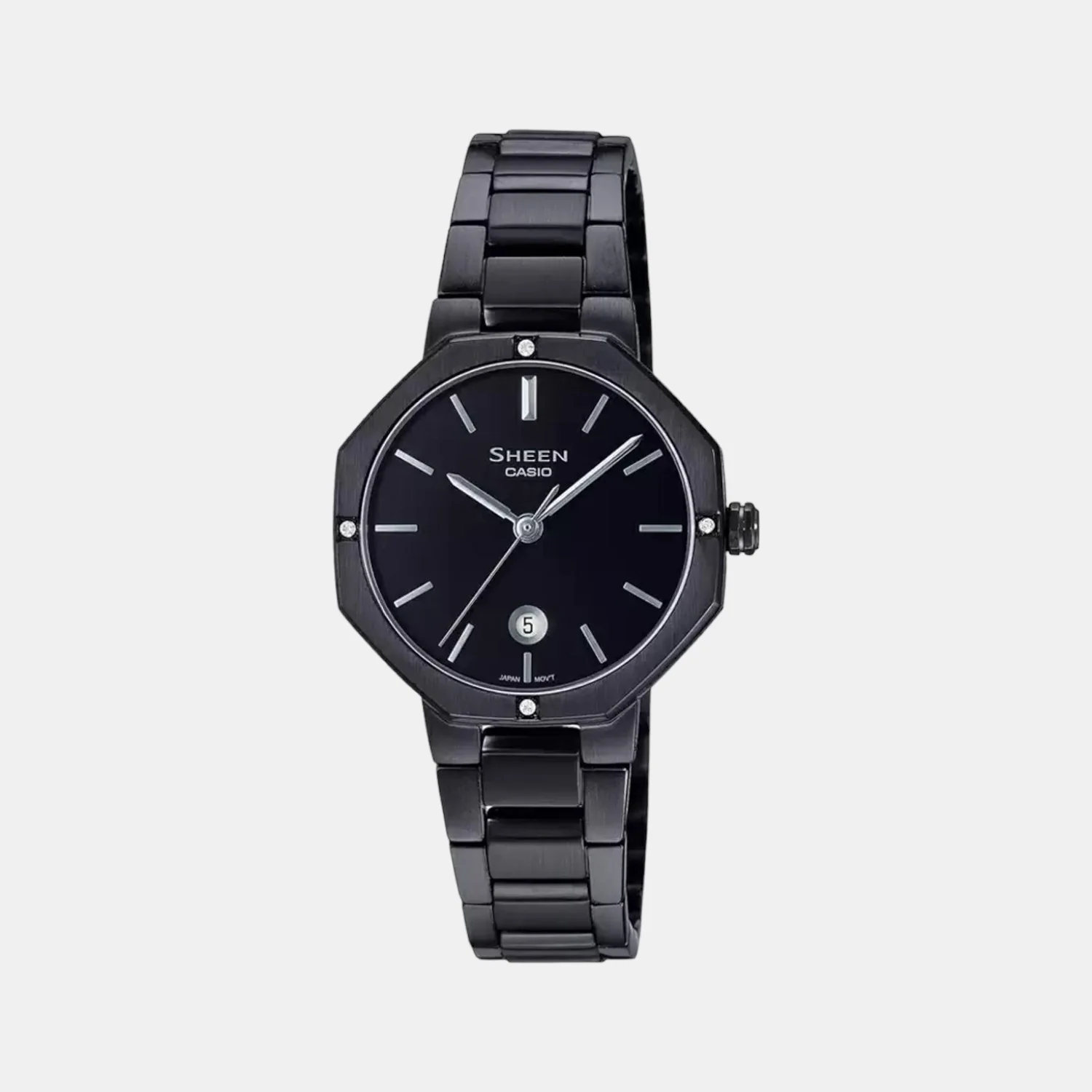 Sheen Women Quartz Black Dial Analog Stainless Steel Watch SH243