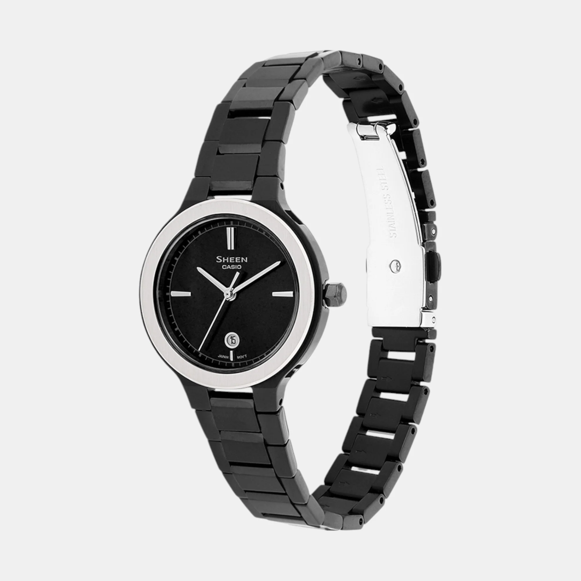 Sheen Women Quartz Black Dial Analog Stainless Steel Watch SH304 - Image 4