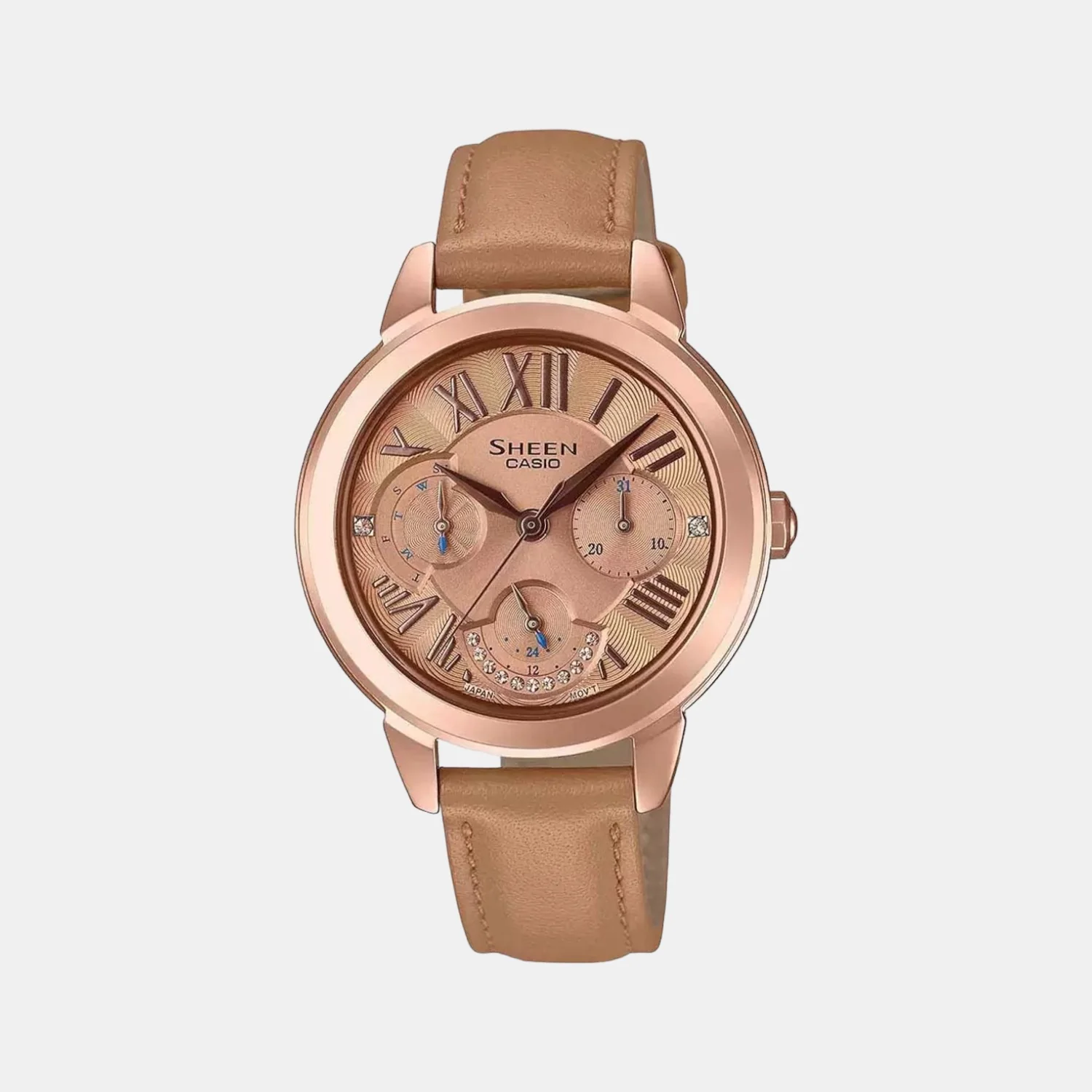 Sheen Women Quartz Brown Dial Chronograph Leather Watch SH216