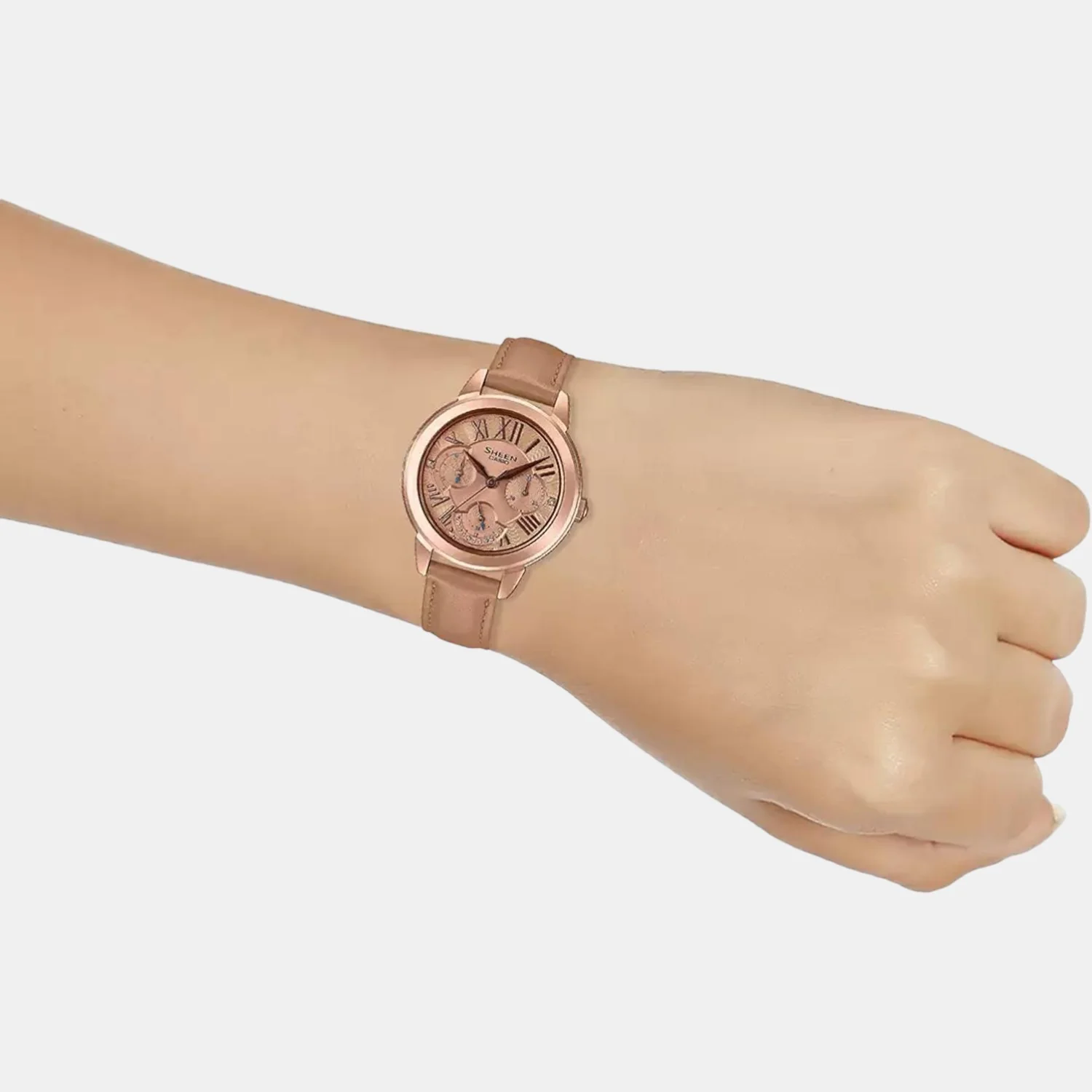 Sheen Women Quartz Brown Dial Chronograph Leather Watch SH216 - Image 7