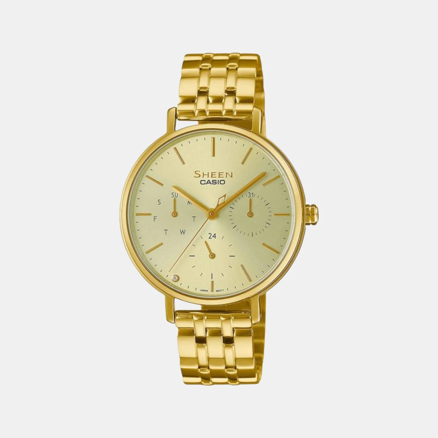 Sheen Women Quartz Gold Dial Multi-Function Stainless Steel Watch SH286