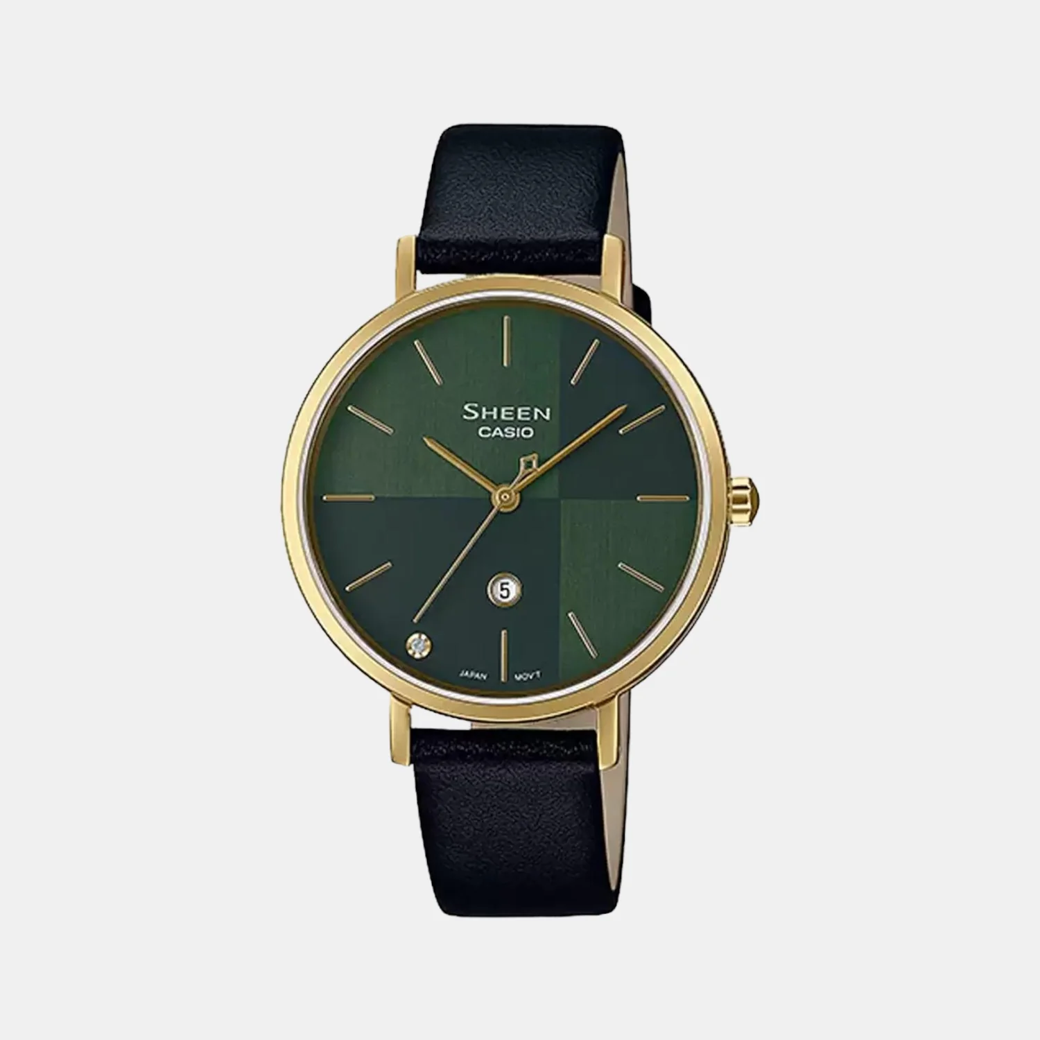 Sheen Women Quartz Green Dial Analog Leather Watch SH257