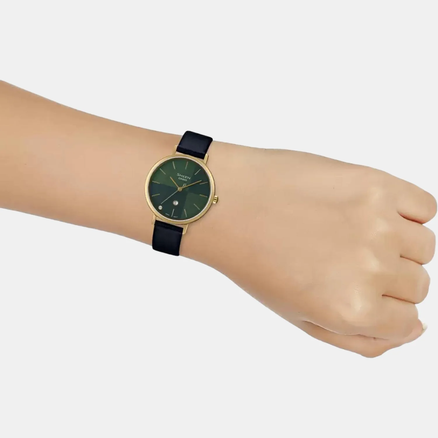 Sheen Women Quartz Green Dial Analog Leather Watch SH257 - Image 5