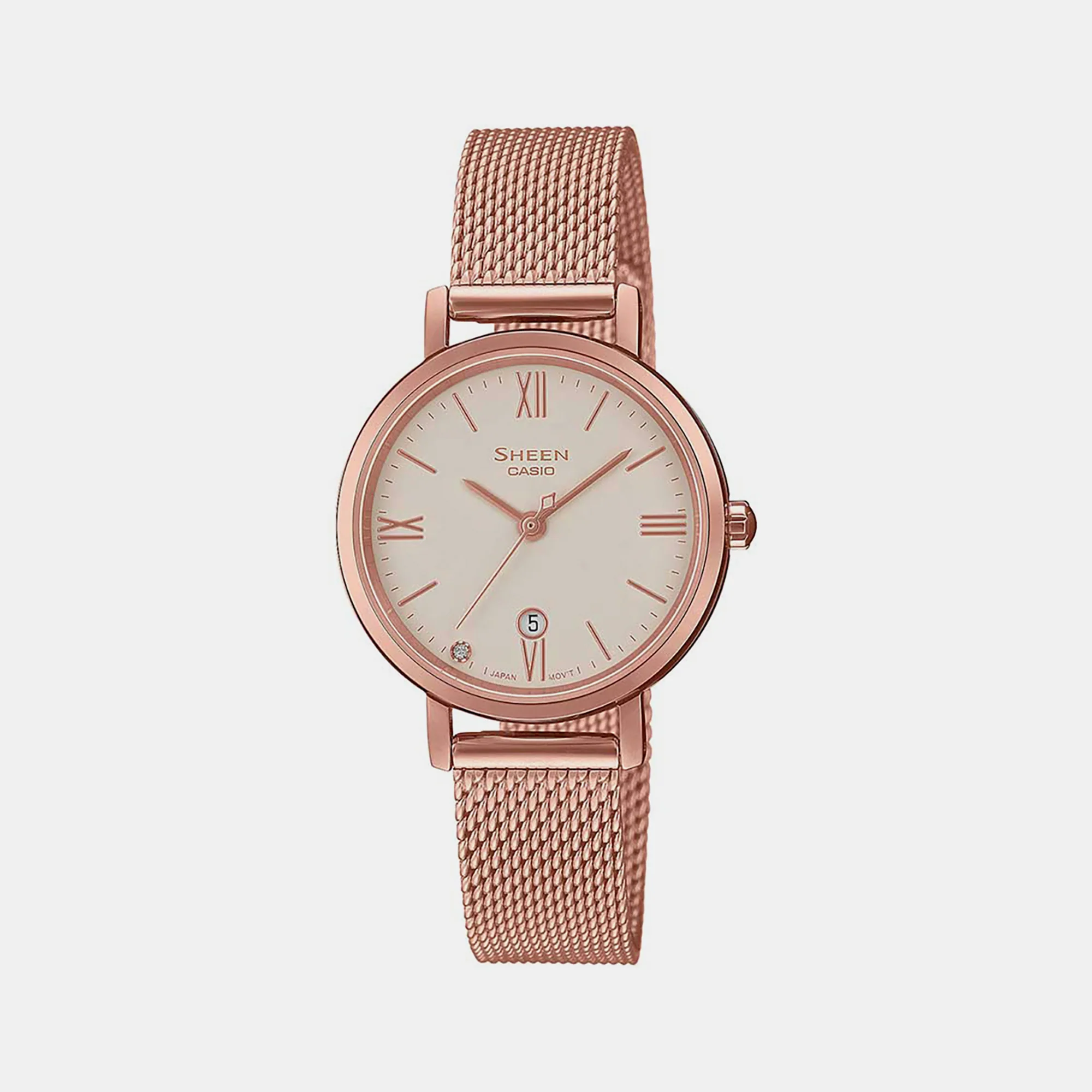 Sheen Women Quartz Pink Dial Analog Mesh Watch SX280