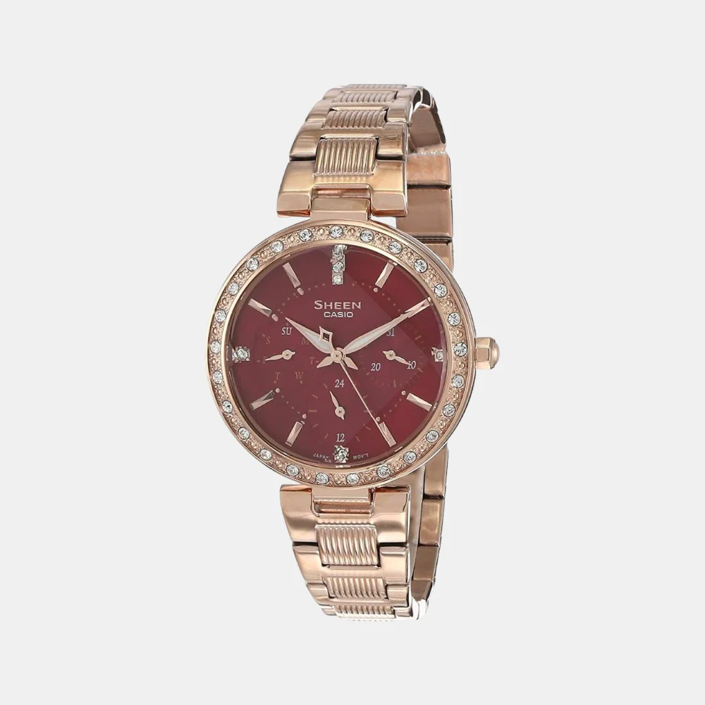 Sheen Women Quartz Red Dial Analog Stainless Steel Watch SH212