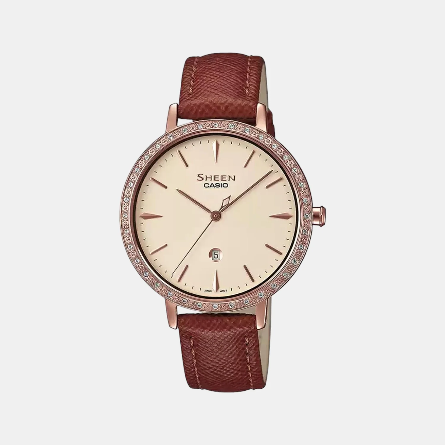 Sheen Women Quartz Beige Dial Analog Leather Watch SH229