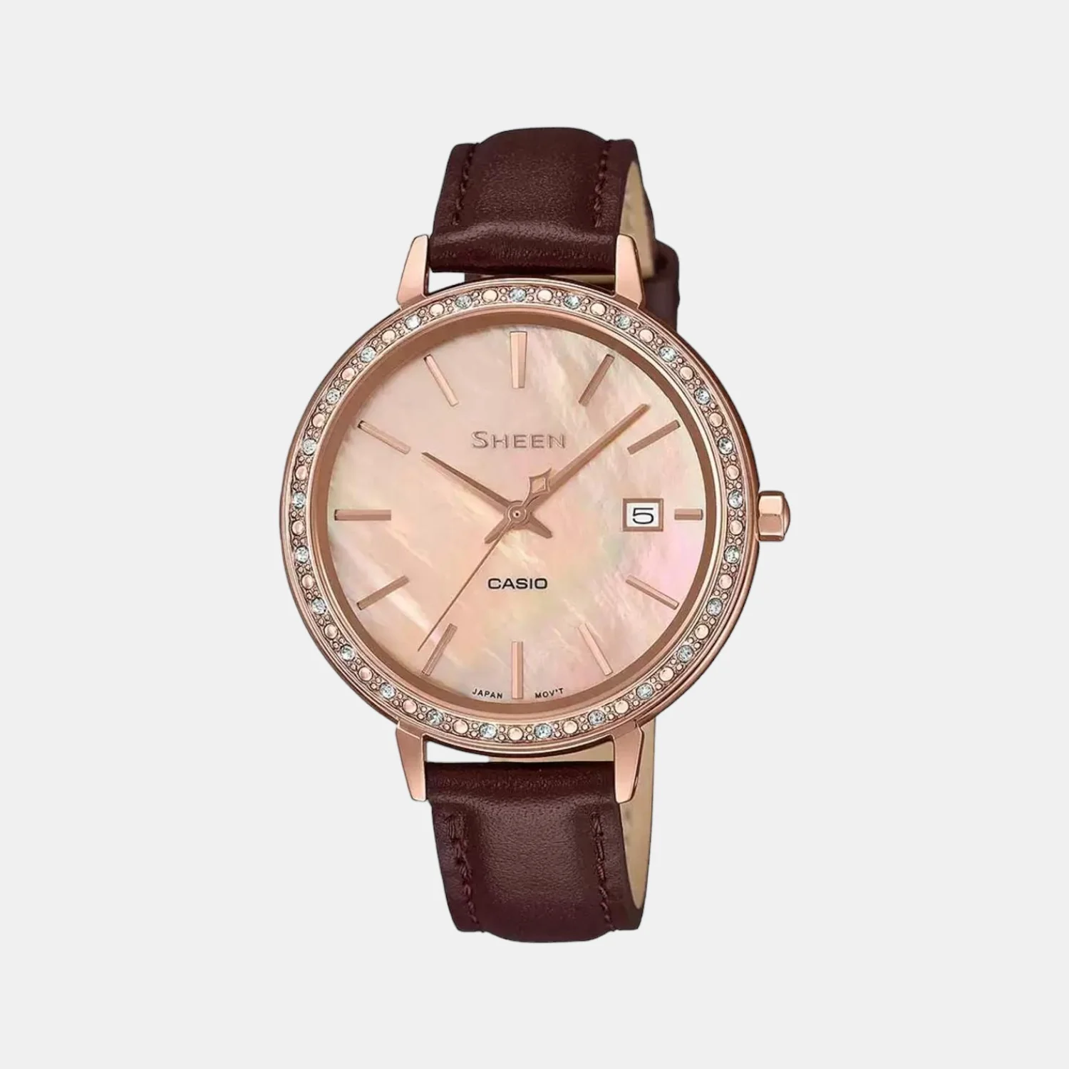 Sheen Women Quartz Mother of Pearl Dial Analog Leather Watch SX244