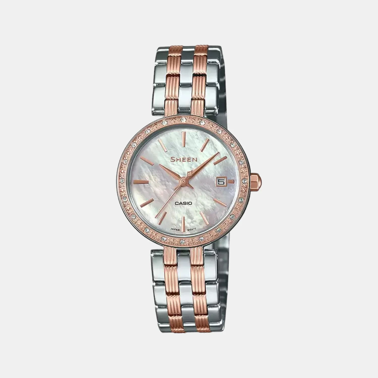 Sheen Women Quartz Rose Gold Dial Analog Stainless Steel Watch SH227