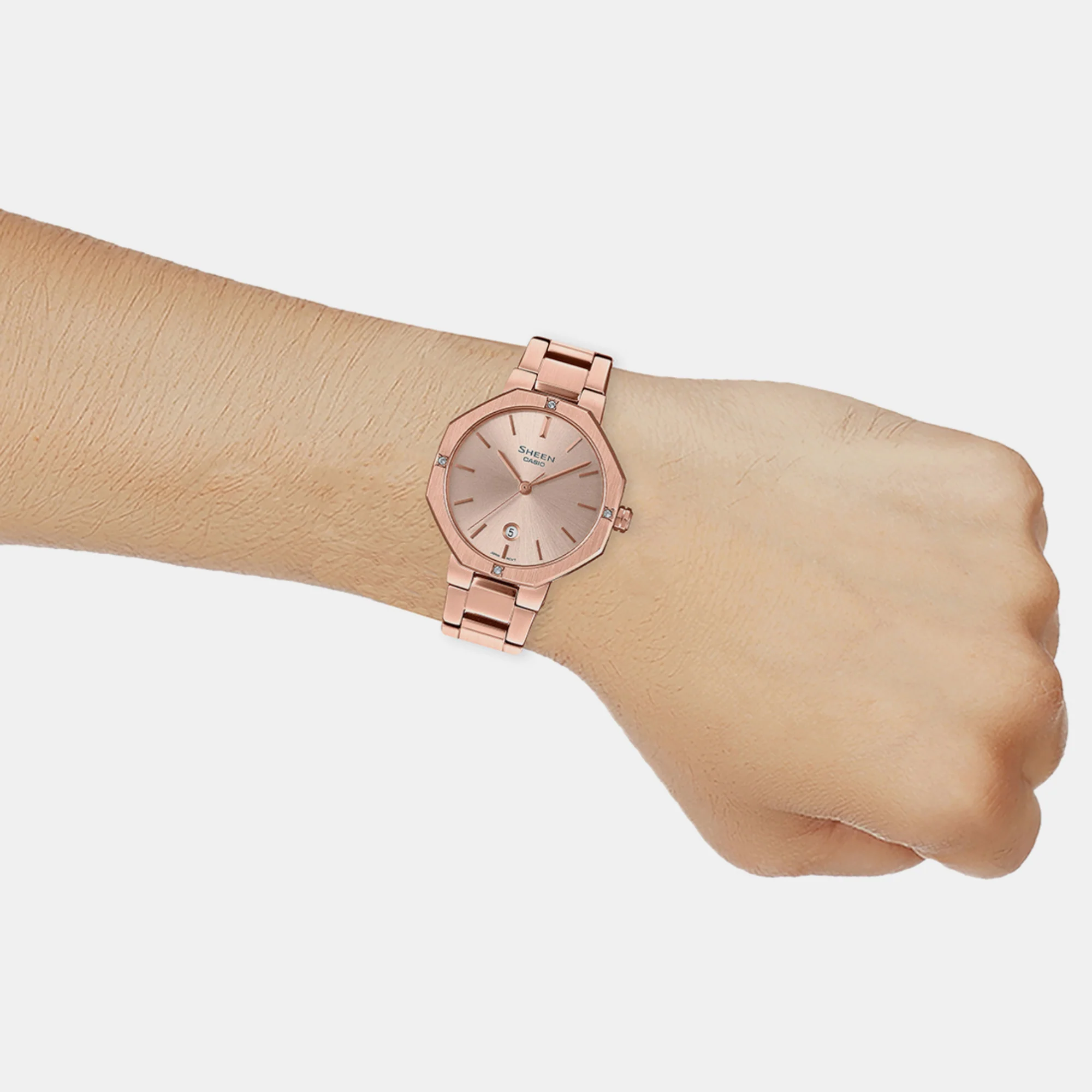 Sheen Women Quartz Rose Gold Dial Analog Stainless Steel Watch SH294 - Image 5