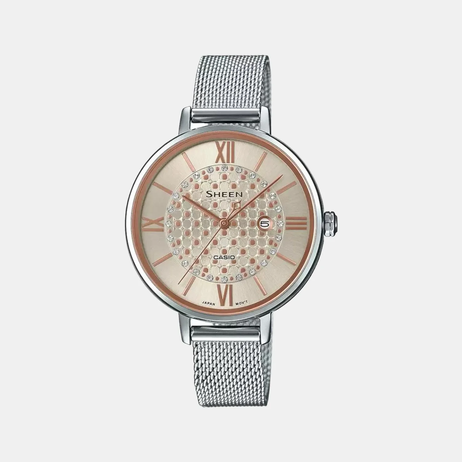 Sheen Women Quartz Silver Dial Analog Mesh Watch SH218