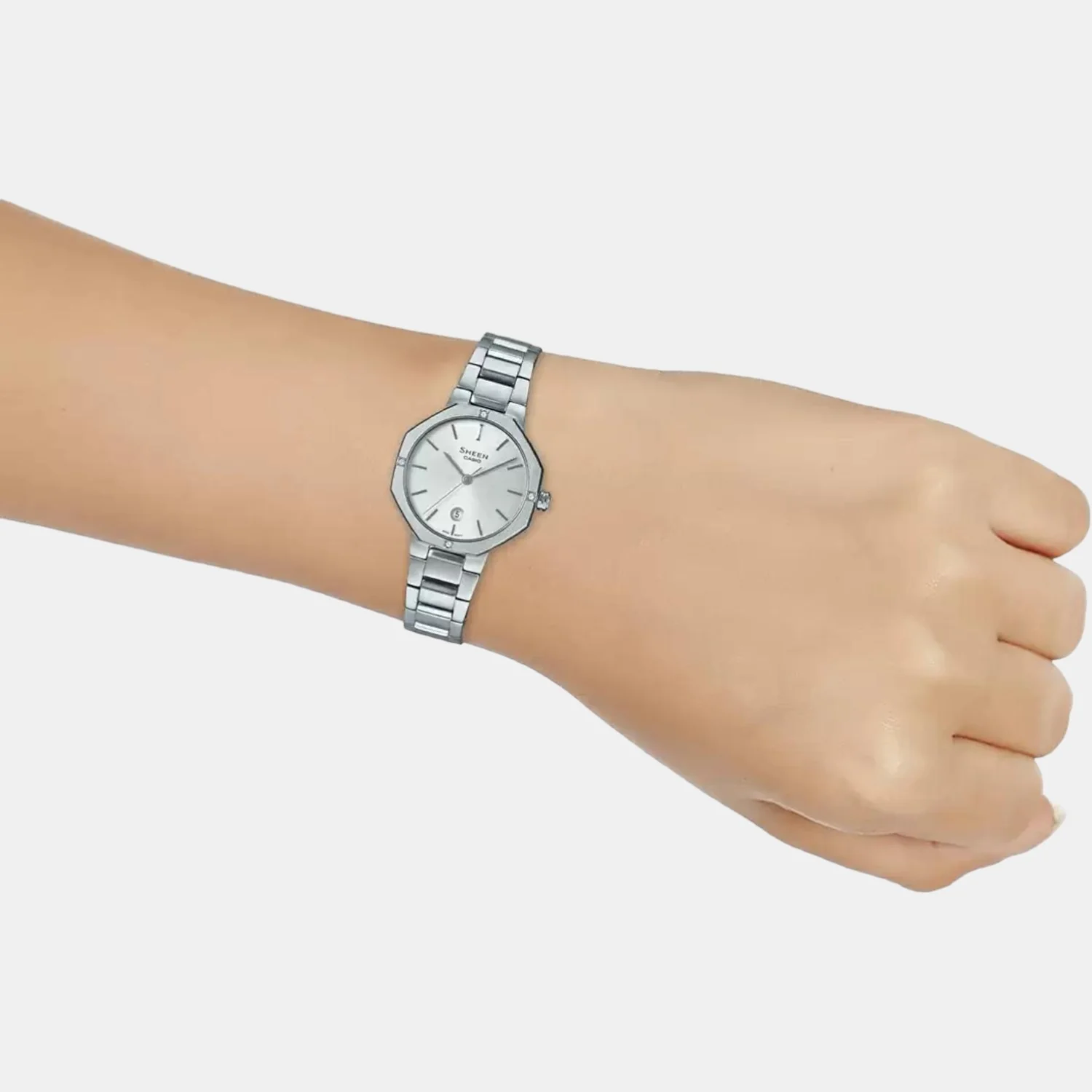 Sheen Women Quartz Silver Dial Analog Stainless Steel Watch SH245 - Image 5