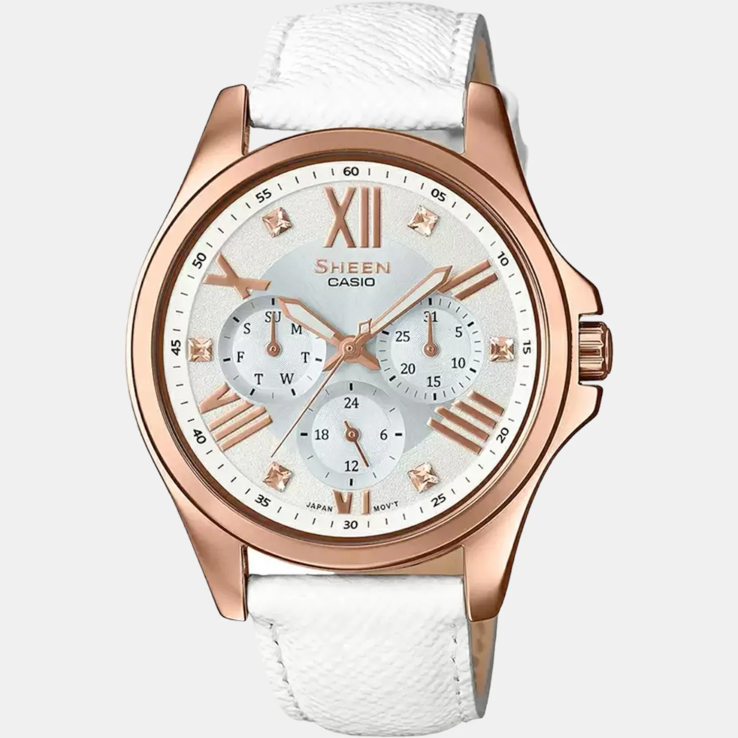 Sheen Women Quartz Silver Dial Chronograph Leather Watch SH193