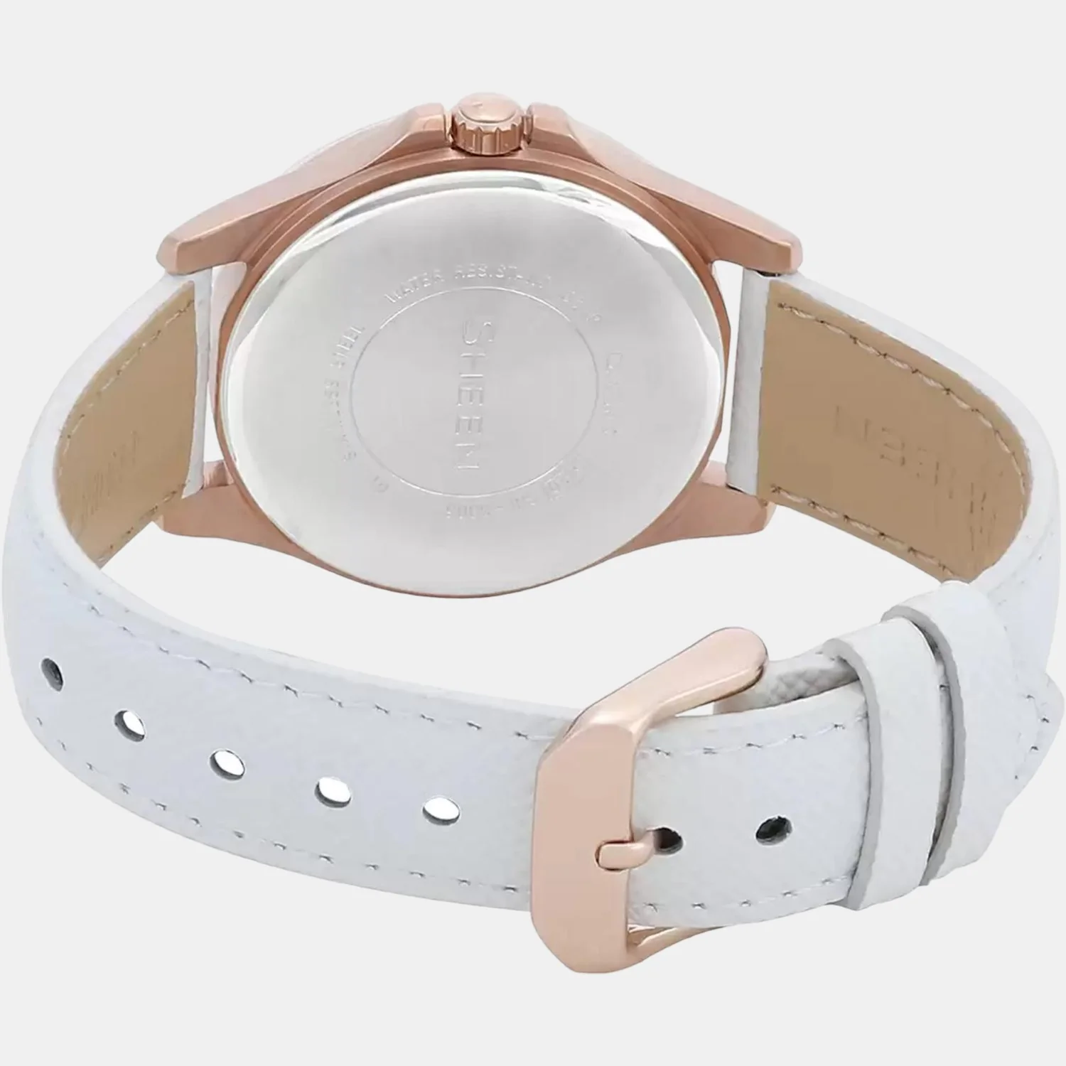 Sheen Women Quartz Silver Dial Chronograph Leather Watch SH193 - Image 2