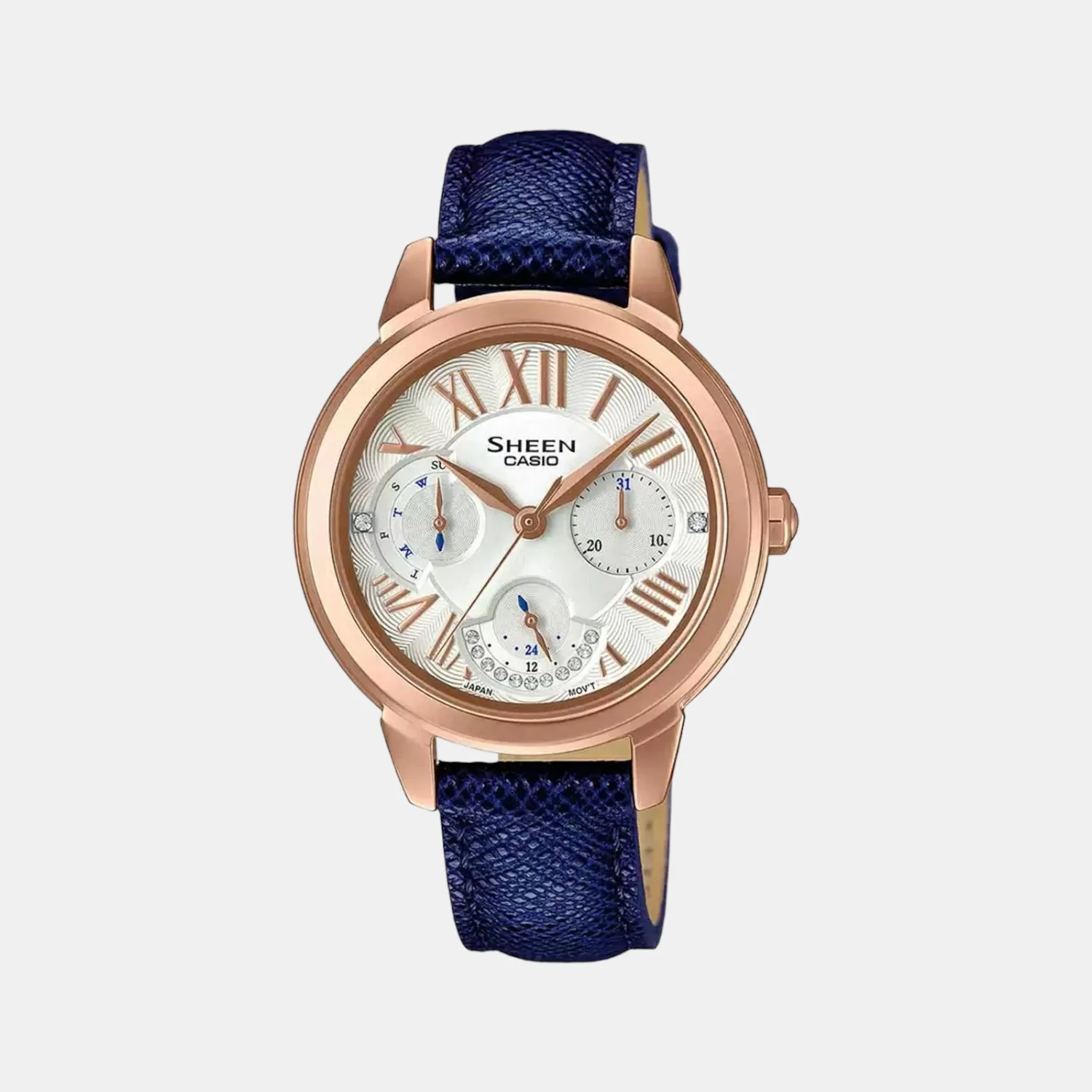 Sheen Women Quartz Silver Dial Chronograph Leather Watch SX208