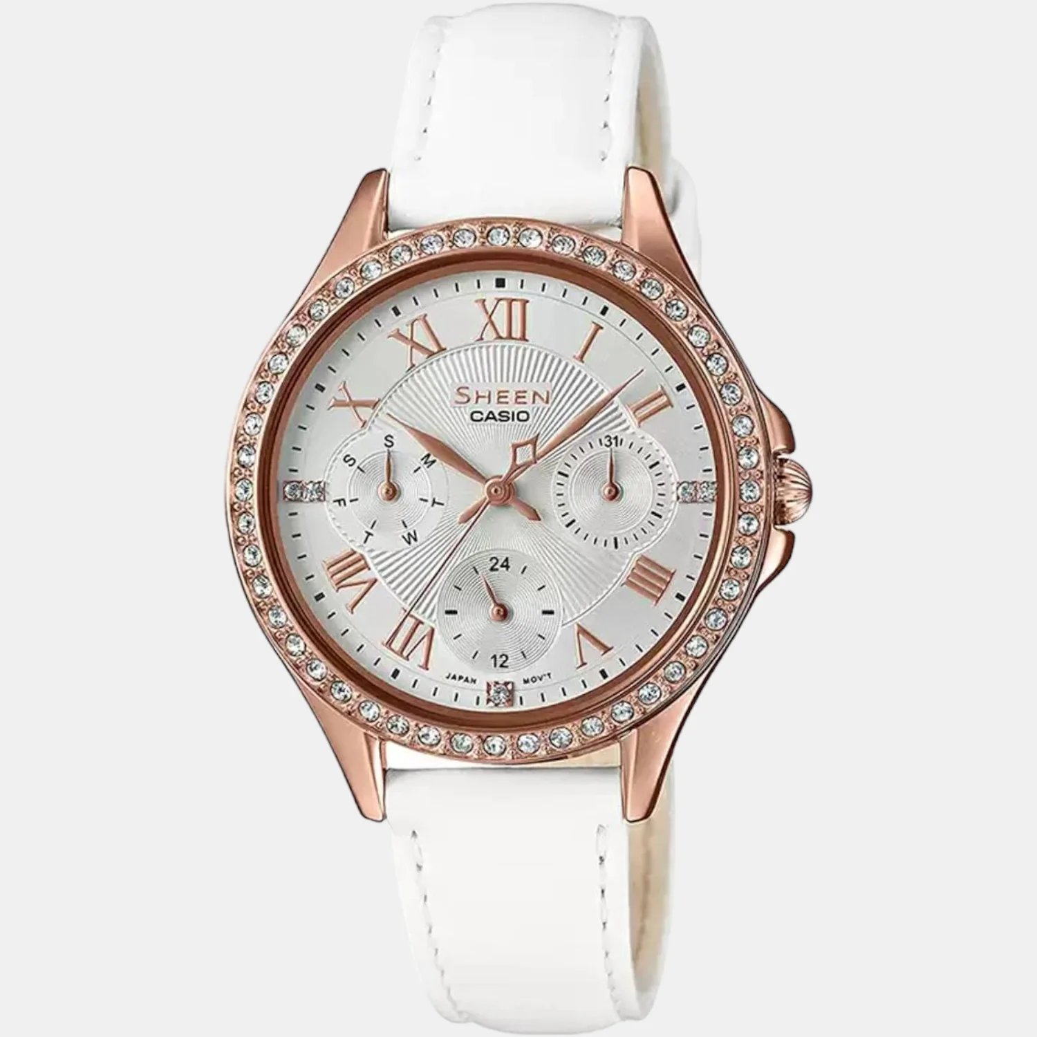 Sheen Women Quartz Silver Dial Chronograph Leather Watch SX220 - Image 2