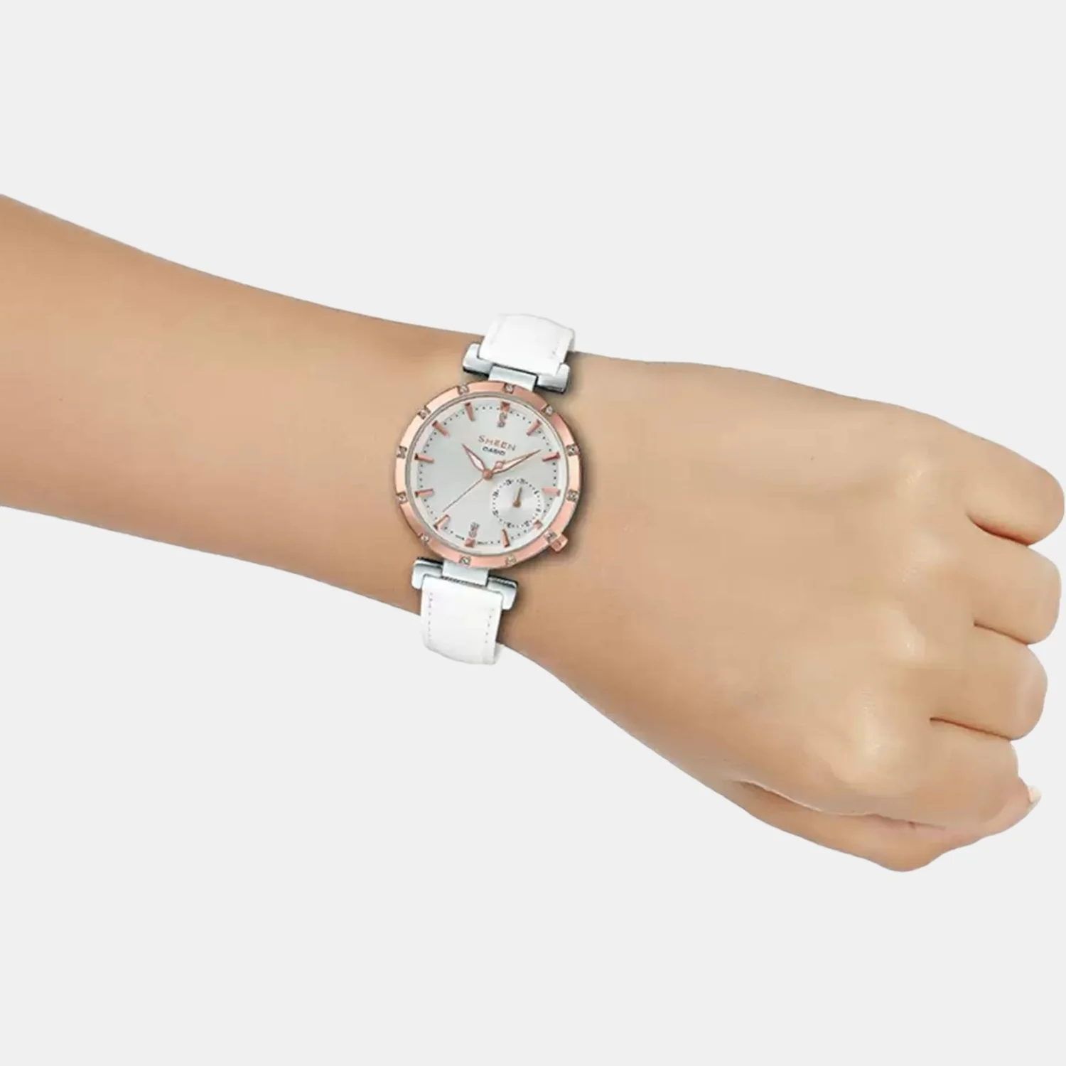 Sheen Women Quartz Silver Dial Chronograph Leather Watch SX226 - Image 6