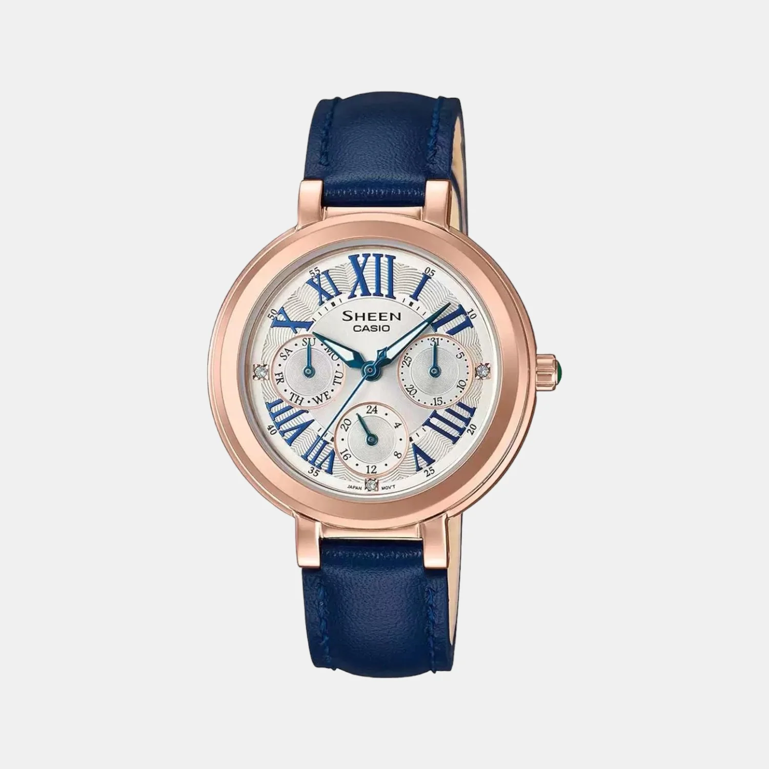 Sheen Women Quartz Silver Dial Chronograph Leather Watch SX251