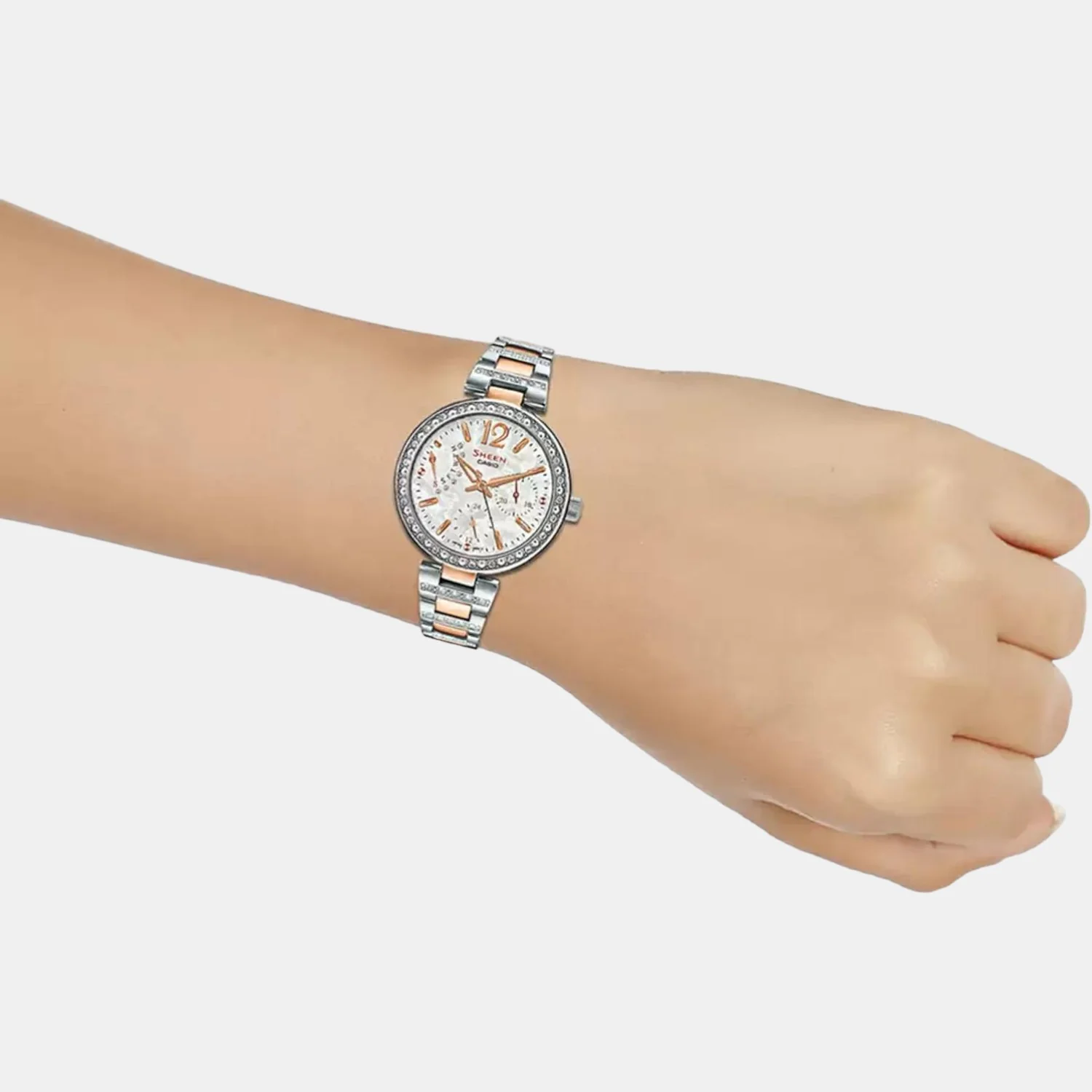 Sheen Women Quartz Silver Dial Chronograph Stainless Steel Watch SX161 - Image 5