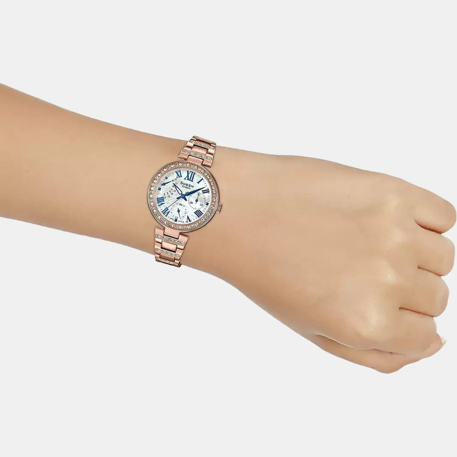 Sheen Women Quartz White Dial Chronograph Stainless Steel Watch SH194 - Image 6