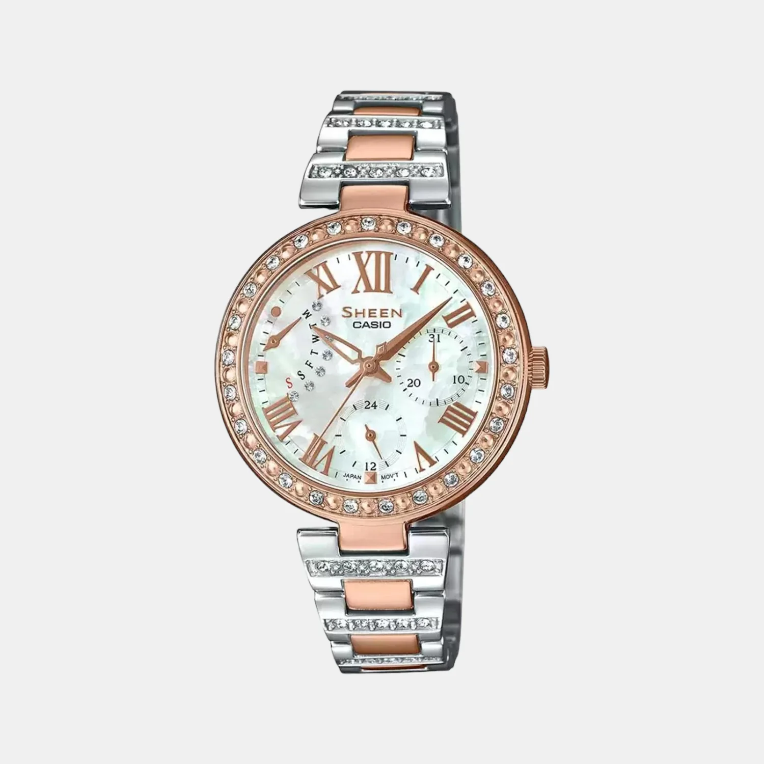 Sheen Women Quartz White Dial Chronograph Stainless Steel Watch SH197