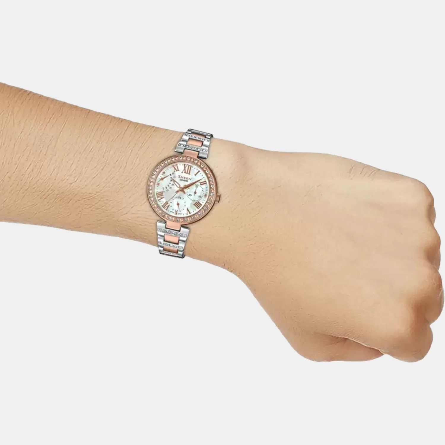 Sheen Women Quartz White Dial Chronograph Stainless Steel Watch SH197 - Image 6