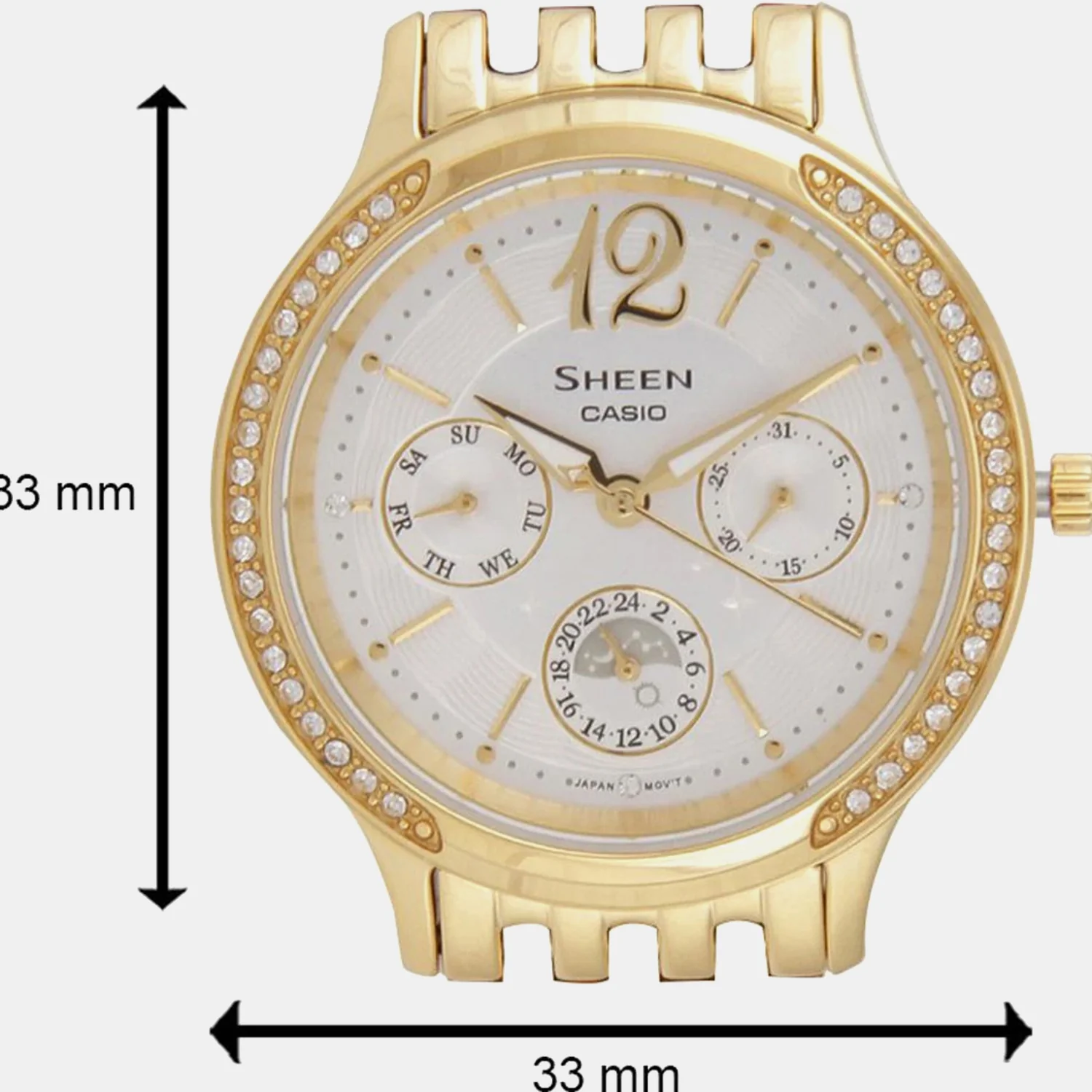 Sheen Women Quartz White Dial Multi-Function Stainless Steel Watch SX086 - Image 4