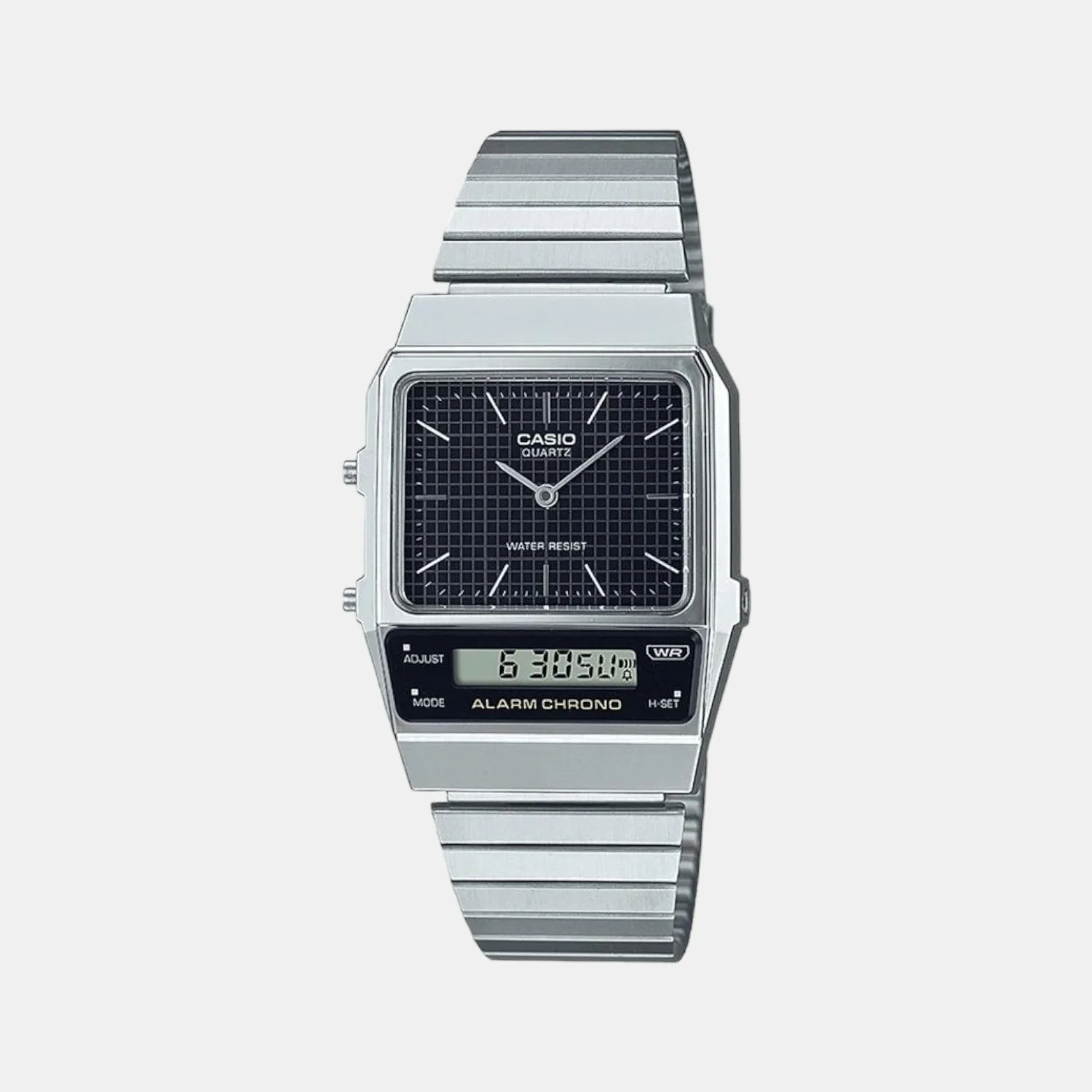 Vintage Men Quartz Black Dial Analog-Digital Stainless Steel Watch D280
