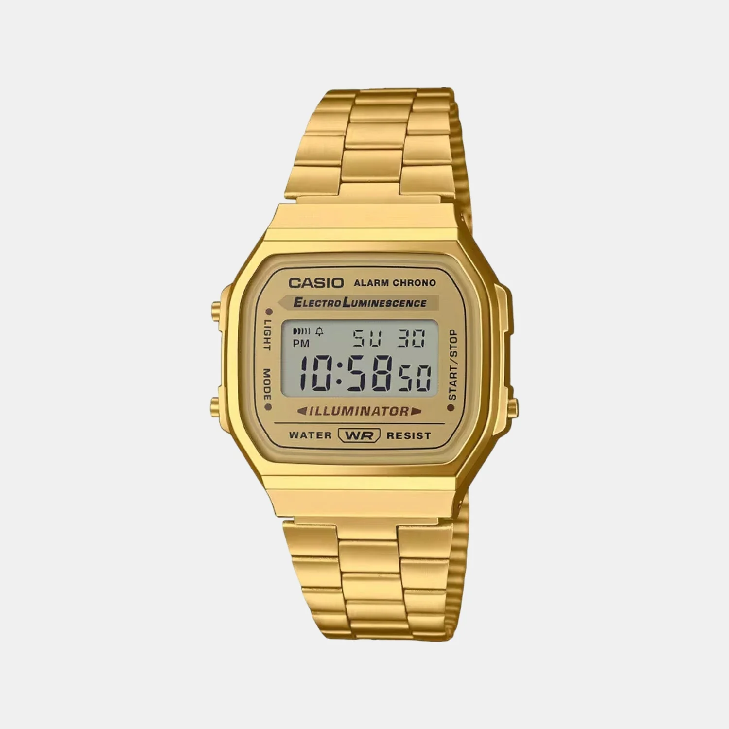 Vintage Men Quartz Gold Dial Digital Stainless Steel Watch D169